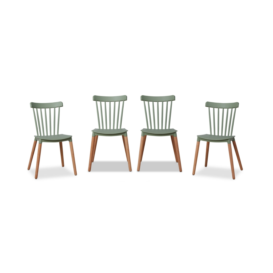 Frida Dining Chairs Set of 4 - Sage Green Modern Kitchen Chairs for Dining Room, Breakfast Nook & Small Spaces - Comfortable & Stylish Seating Solution