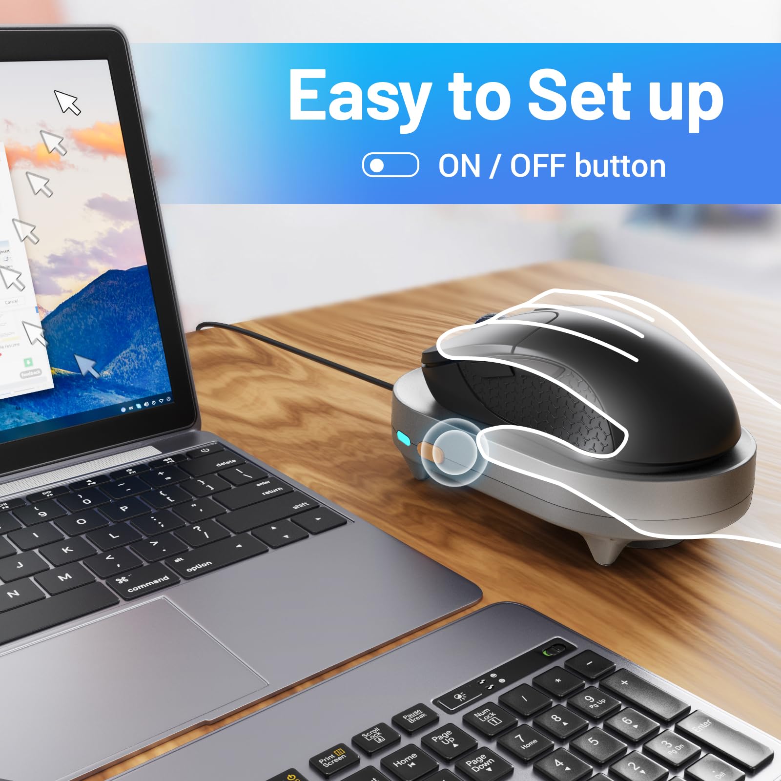 HONKID Undetectable Mouse Mover Jiggler - USB Plug & Play with ON/Off Switch, Automatic Mouse Movement Simulator to Prevent Computer Sleep/Lock Screen - Perfect for Remote Work, Gaming & Office Use (Silver)