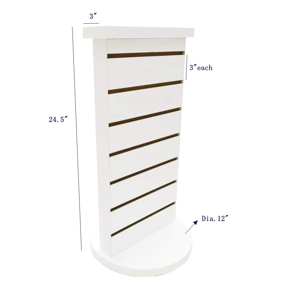 FixtureDisplays® 2-Sided Slatwall Counter Spinner Maple Display Rack - Premium Wood Jewelry Organizer & Gift Showcase (White) - Perfect for Retail Stores, Boutiques and Trade Show Displays