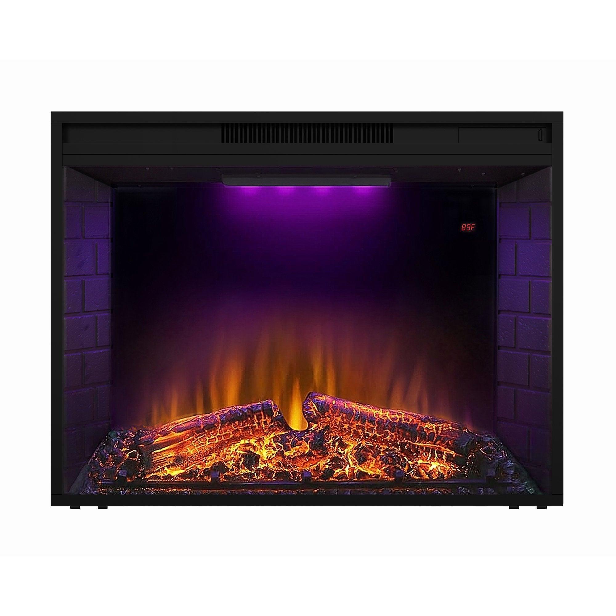 Black Electric Fireplace Heater Insert with Overheating Protection & Remote Control - Perfect for Living Rooms, Bedrooms & Offices