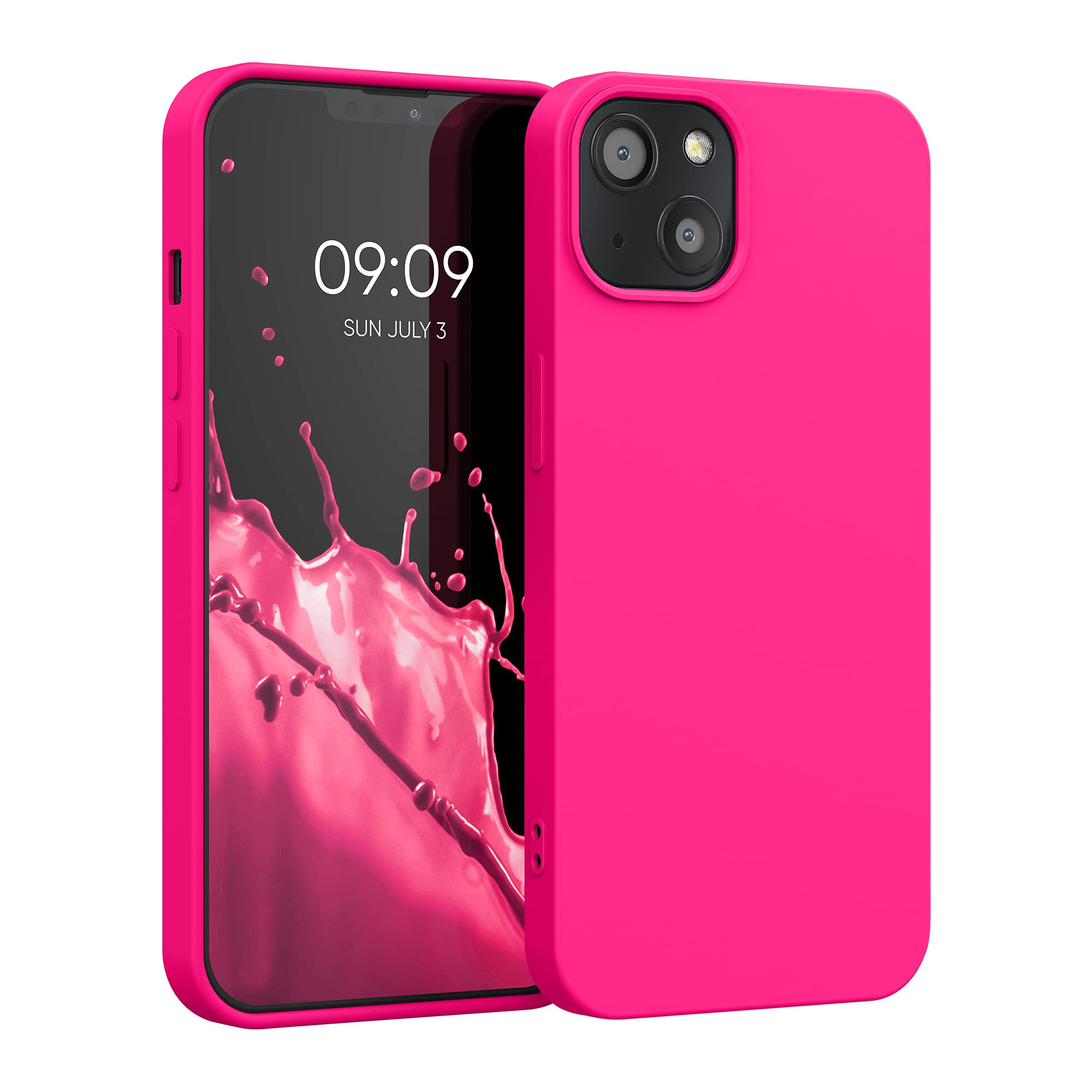 kwmobile Slim Protective TPU Silicone Case for Apple iPhone 13 - Shockproof Phone Cover in Neon Pink | Perfect for Everyday Use, Work & Outdoor Activities
