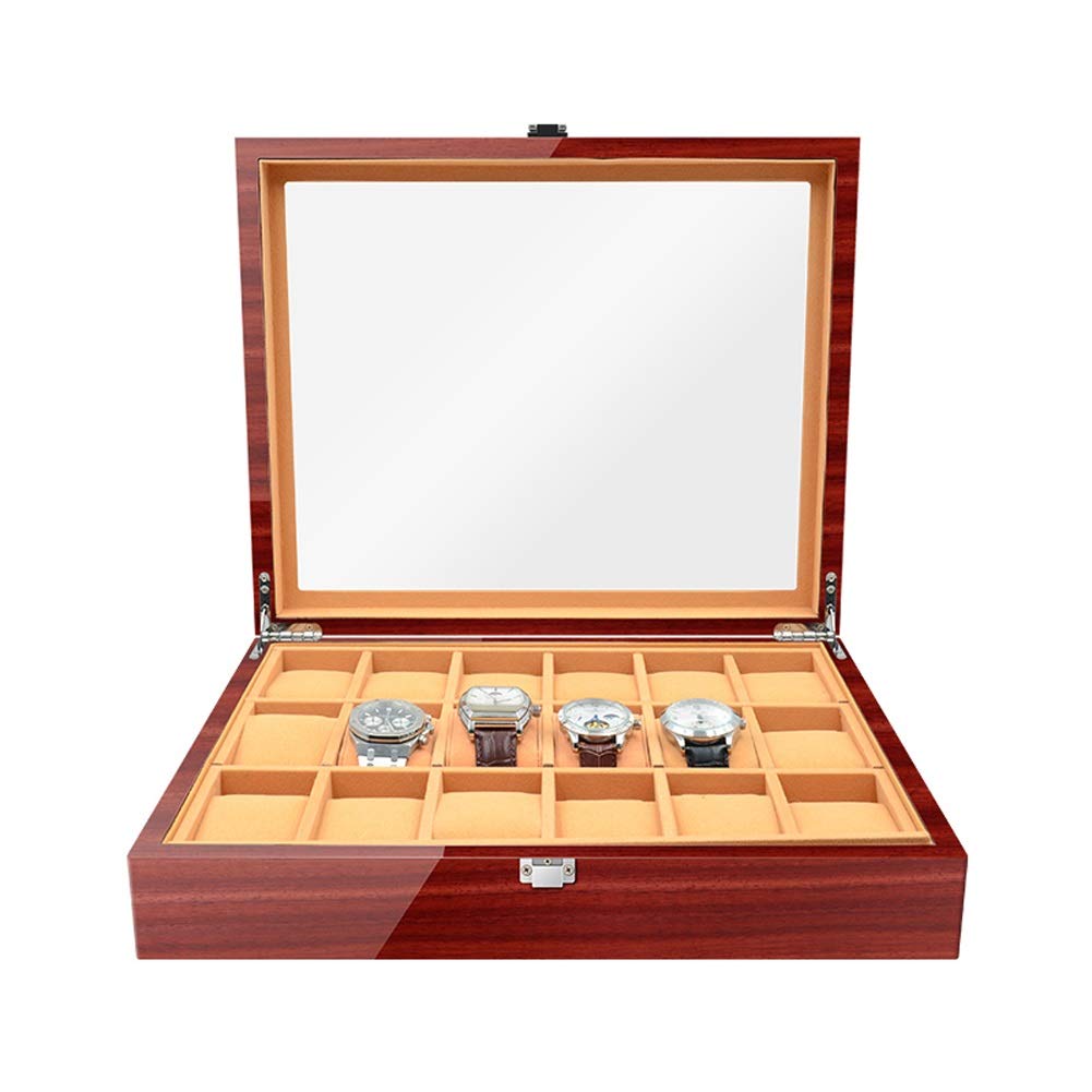 Premium ZCY Wooden Watch Display Case - 6/18 Grids Jewelry Organizer Box for Luxury Watches & Bracelets Collection (Color B) - Perfect for Watch Shops, Home Display & Gift Storage