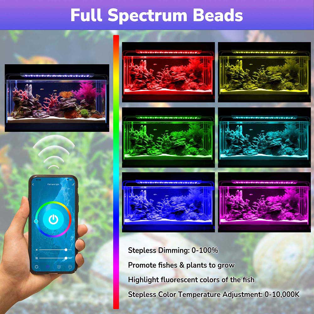 TheLAShop 24 Inch Aquarium LED Light with RGB & APP Control - Full Spectrum for Saltwater & Freshwater Fish Tanks - Perfect for Coral Growth & Planted Aquariums
