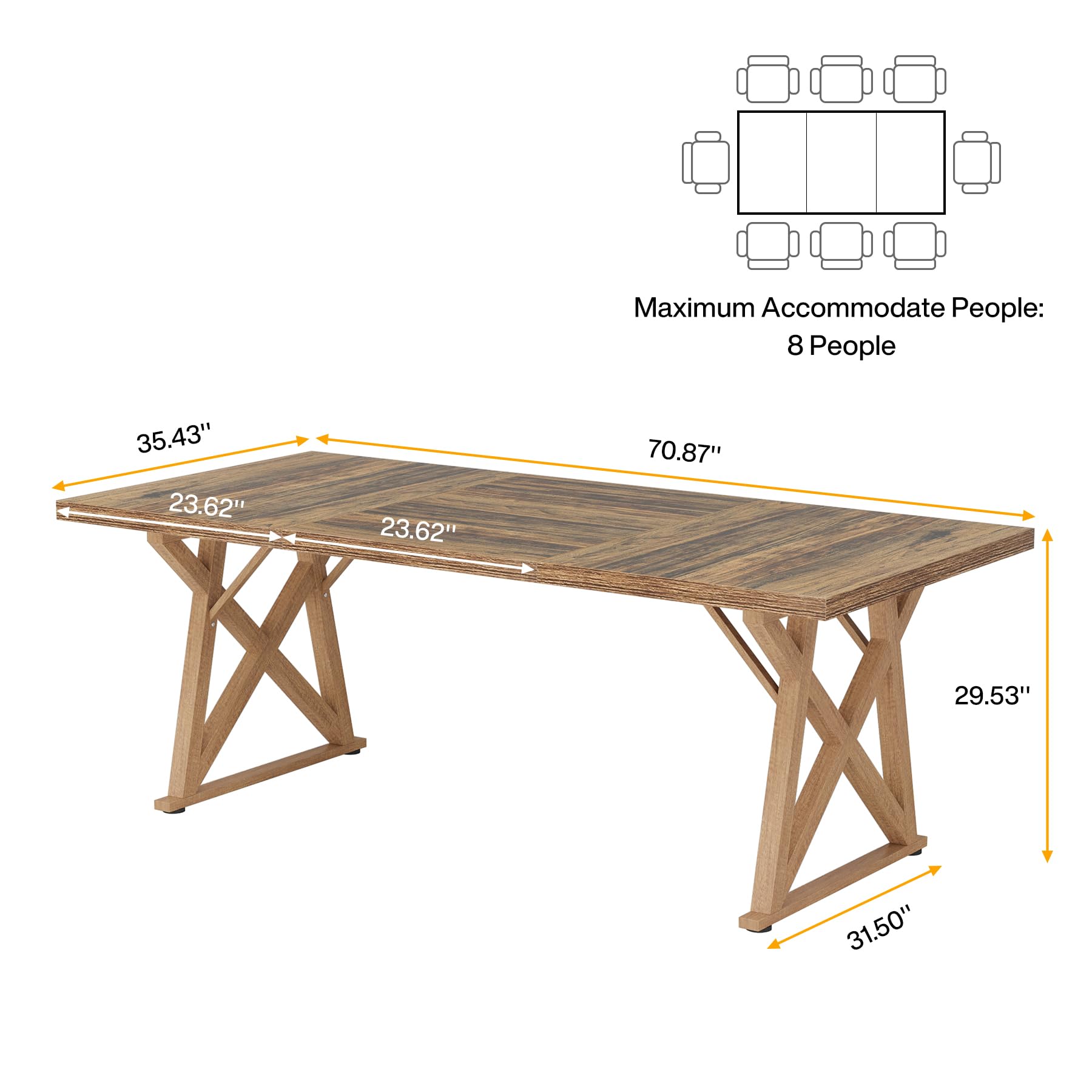 Tribesigns 71 Inch Modern Wooden Conference Table - 6ft Large Boardroom Table for 8 People - Durable Meeting & Seminar Table for Office, Home Office, and Business Meetings