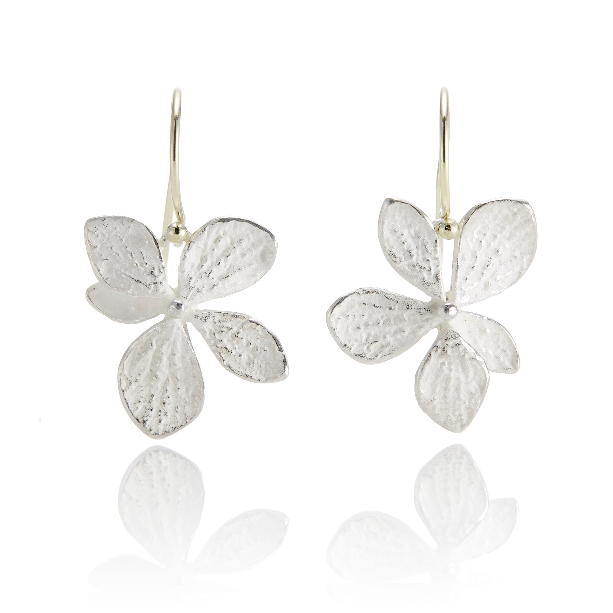 Silver Single Hydrangea Drop Earrings for Women - Elegant Floral Dangle Earrings for Wedding, Party & Everyday Wear
