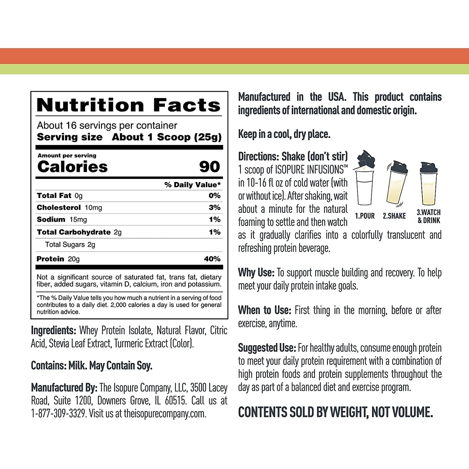 Isopure Infusions - Premium Protein Powder for Muscle Recovery & Weight Loss | Low Carb, Keto-Friendly | Ideal for Post-Workout, Meal Replacement & Healthy Lifestyle