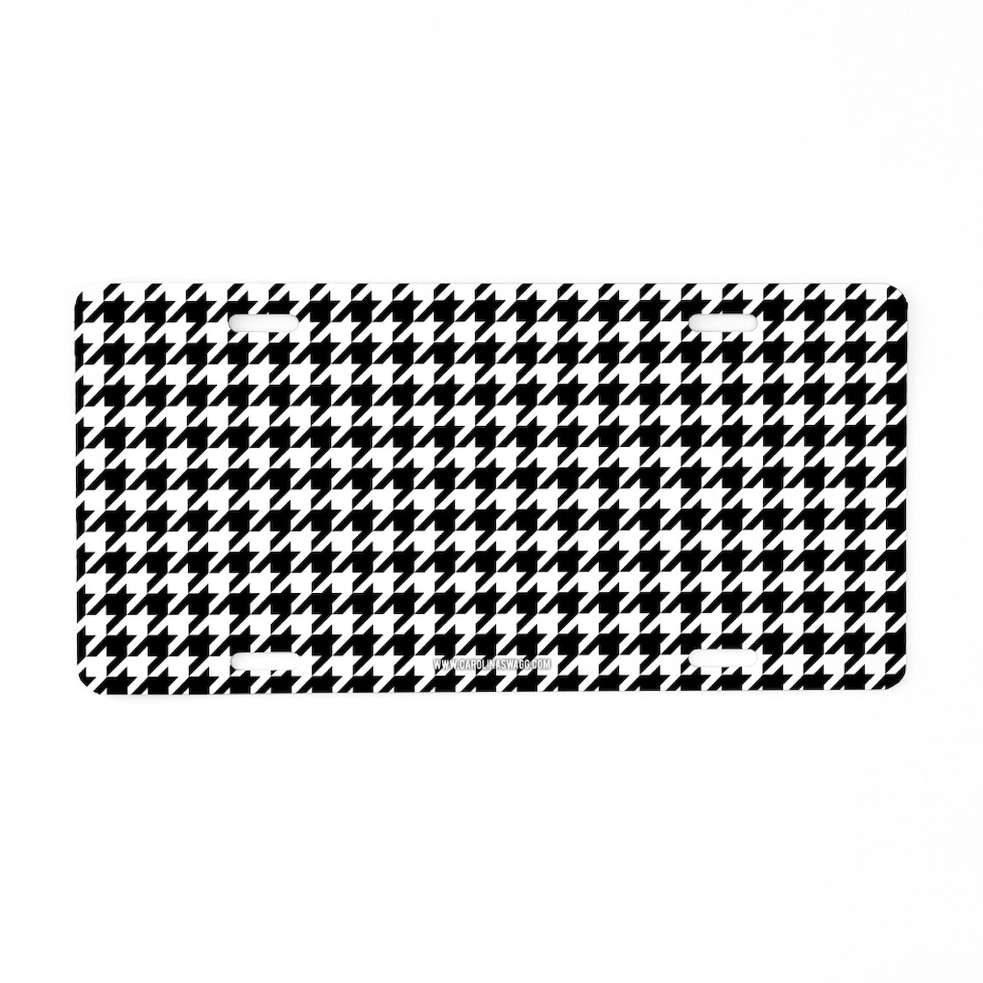 Houndstooth White Aluminum License Plate - Front Vanity Tag for Cars & Vehicles | Customizable Personalized Plate for Unique Style | Perfect for Car Enthusiasts, Gifts & Decoration