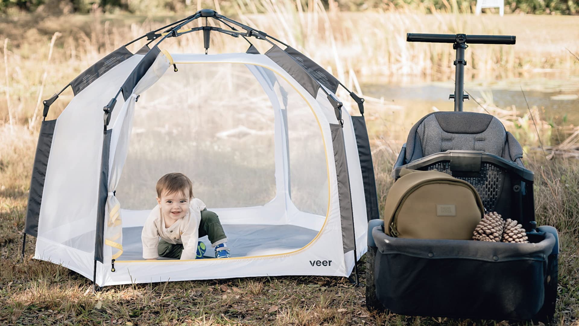 Veer Basecamp - JPMA Certified Portable Baby Playpen for Toddlers & Kids | Indoor & Outdoor Pop-Up Play Yard with Shade Canopy | Bug-Proof Design | Safety Certified Playard for Home, Travel & Backyard Adventures