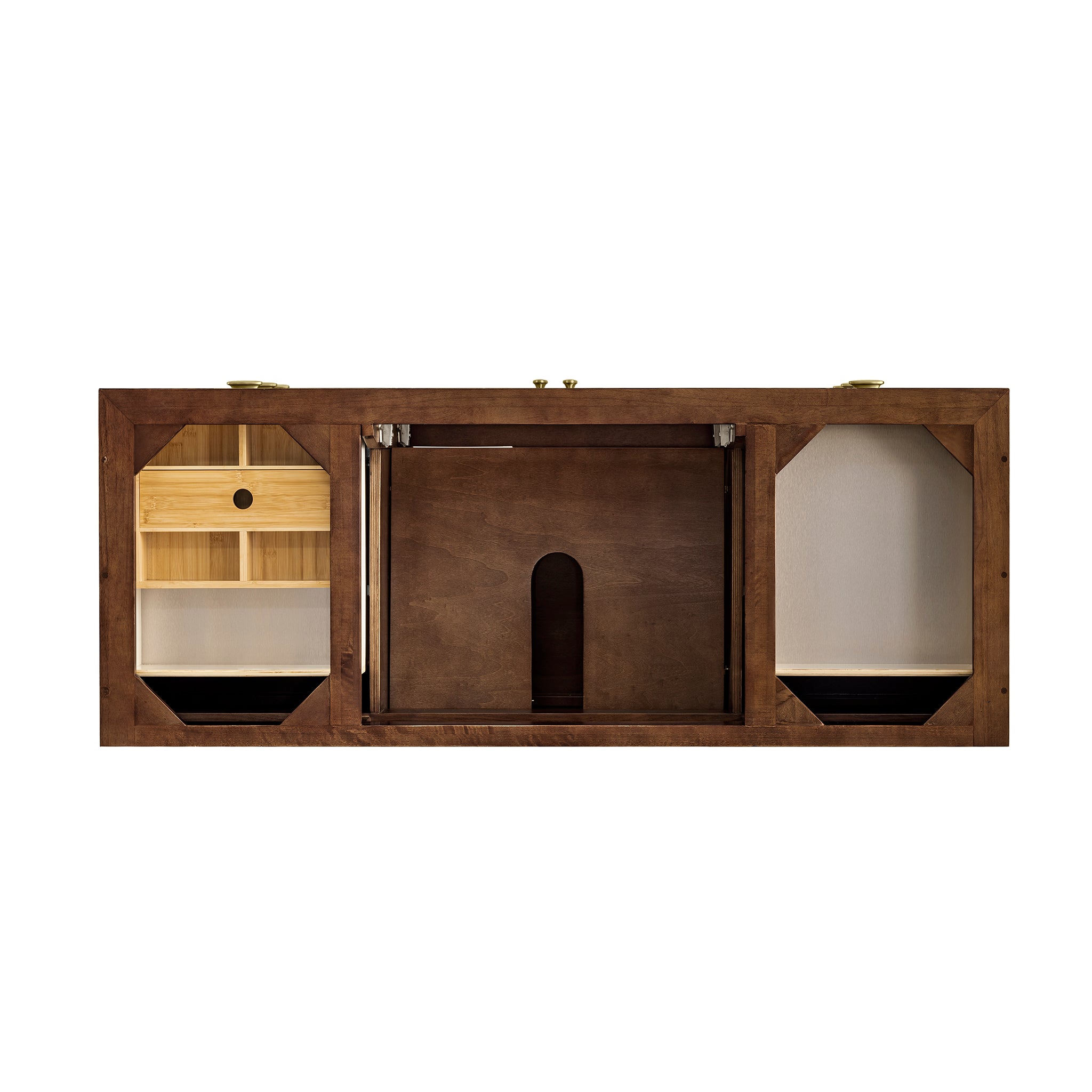 Amberly 60 Inch Single Bathroom Vanity - Mid Century Modern Walnut Finish for Small Space & Powder Room Decor
