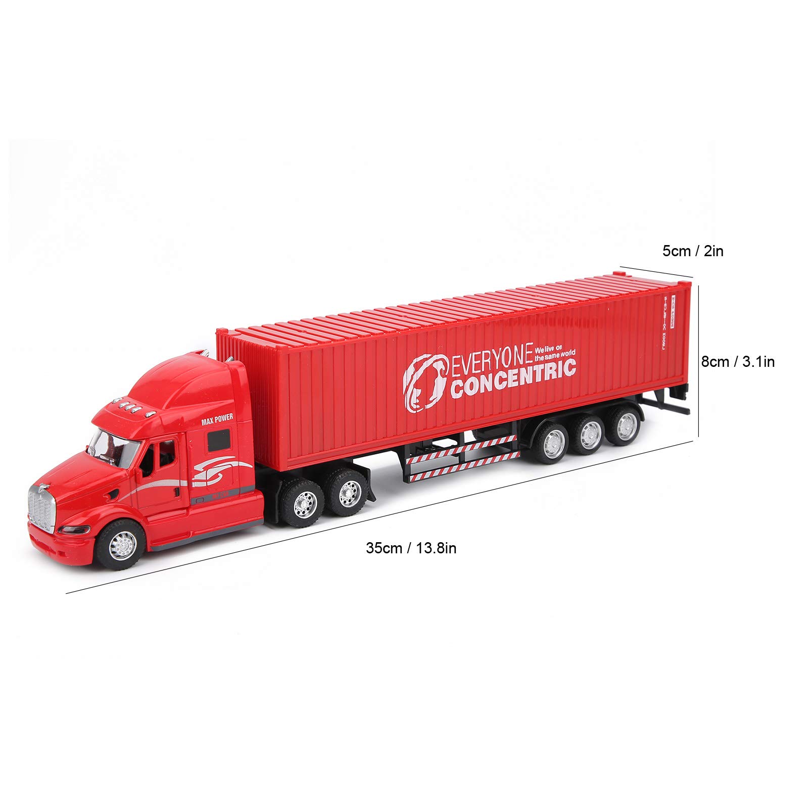 Pull Back Car Toy - High Simulation Alloy Container Truck with Sound & Light, Kids Educational Vehicle Toys (Red) | Perfect for Early Learning, Birthday Gifts & Pretend Play