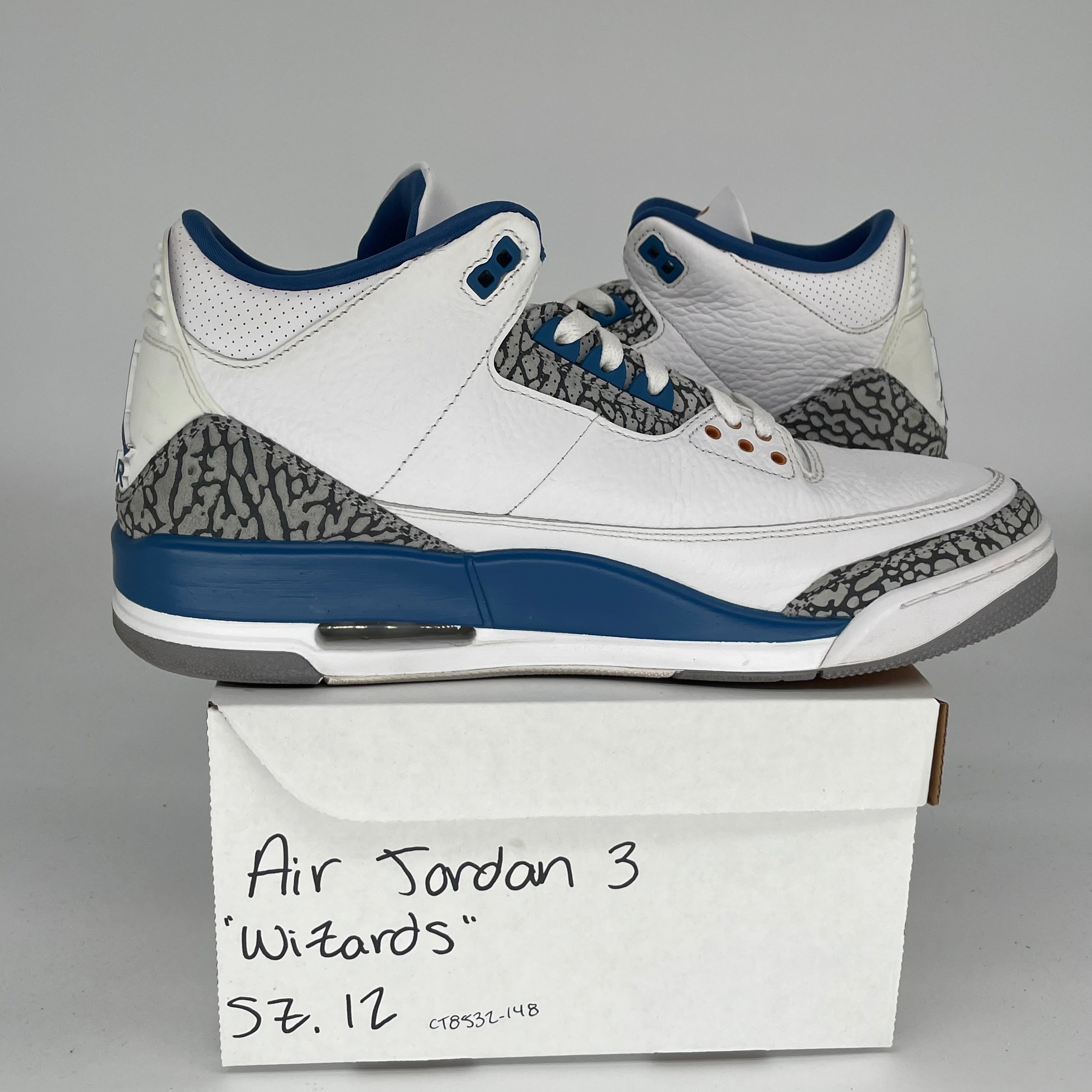 Original: AIR JORDAN 3 WIZARDS SIZE 12 CT8532 148   Optimized: Air Jordan 3 Retro 