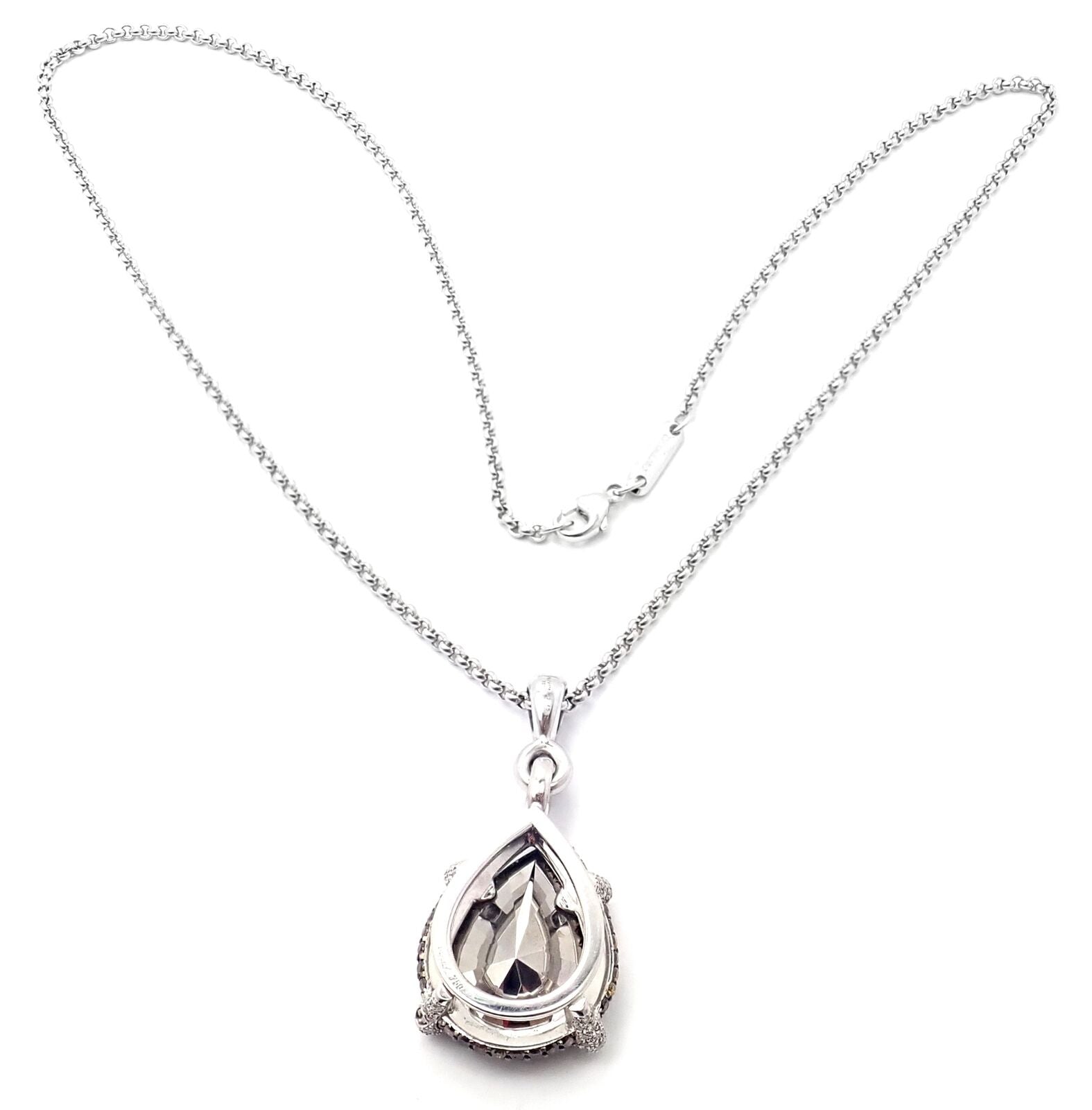 Authentic Chopard 18K White Gold Diamond Necklace with Golden Diamonds & Chrome Stones | Luxury Jewelry for Women, Perfect for Weddings, Parties & Special Occasions