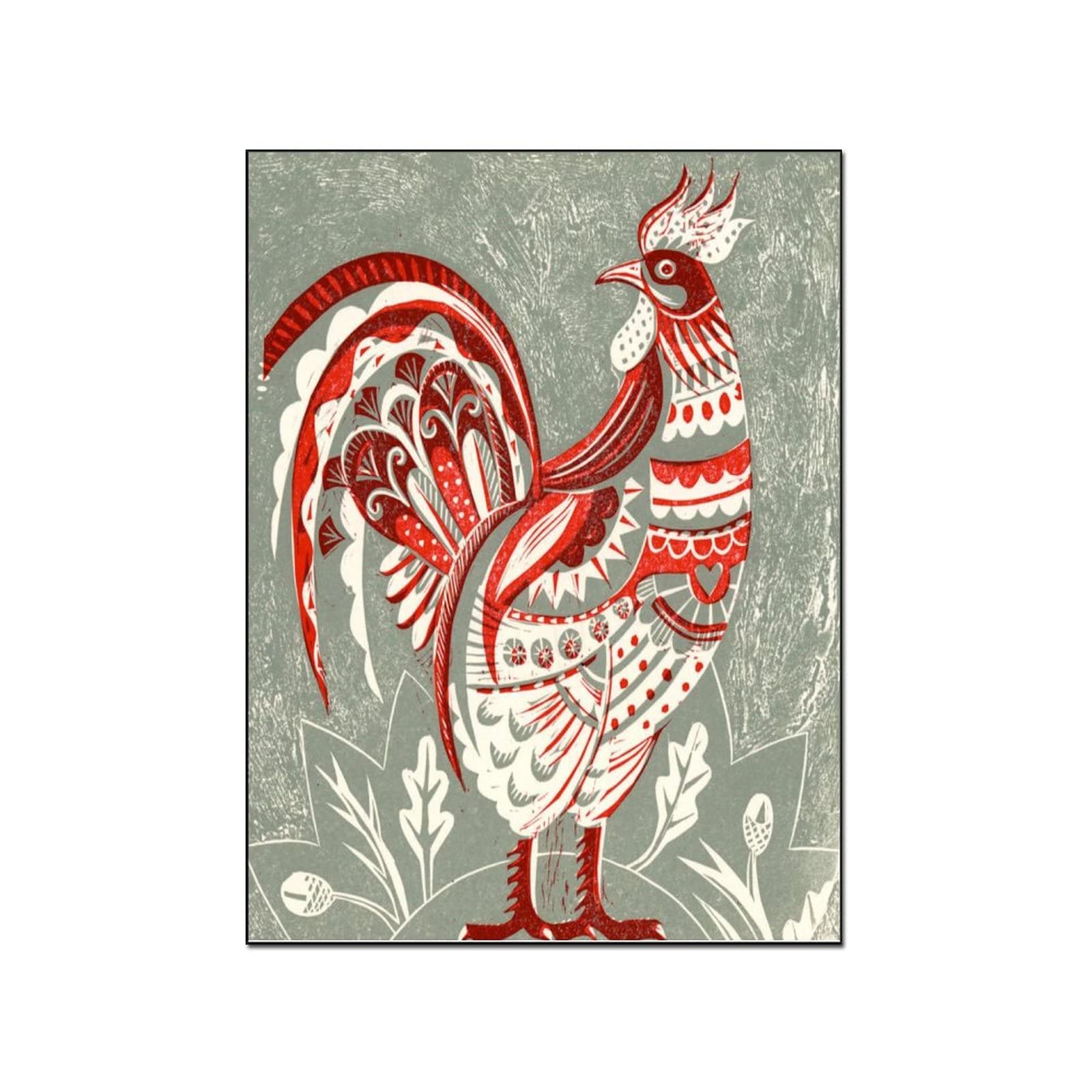 Chicken Art Canvas Painting - Farmhouse Wall Decor for Living Room & Bedroom, 24x32 inch (60x80cm) Framed Print - Perfect for Country Kitchen, Dining Room or Rustic Home Decor