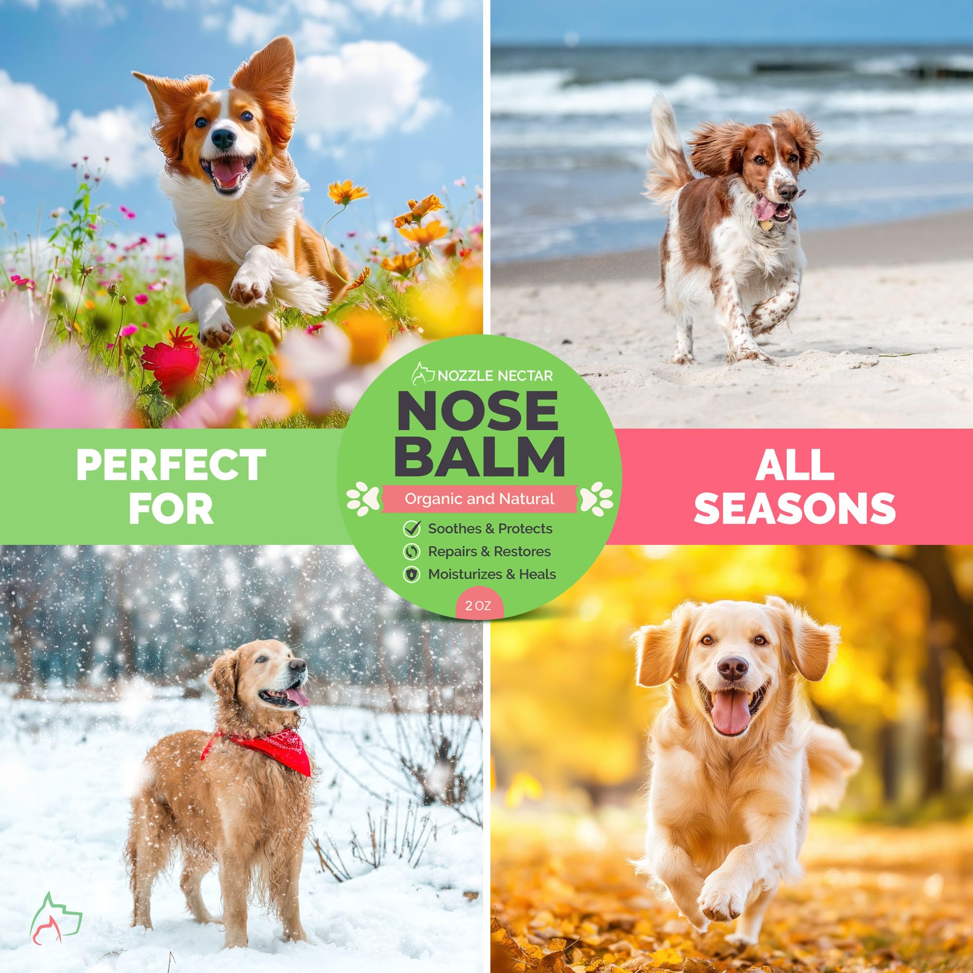 Organic Dog Nose Balm - 100% Natural Healing Cream for Dry, Chapped & Rough Dog Noses - Moisturizing Treatment to Repair & Protect - Perfect for Outdoor Adventures & Winter Care