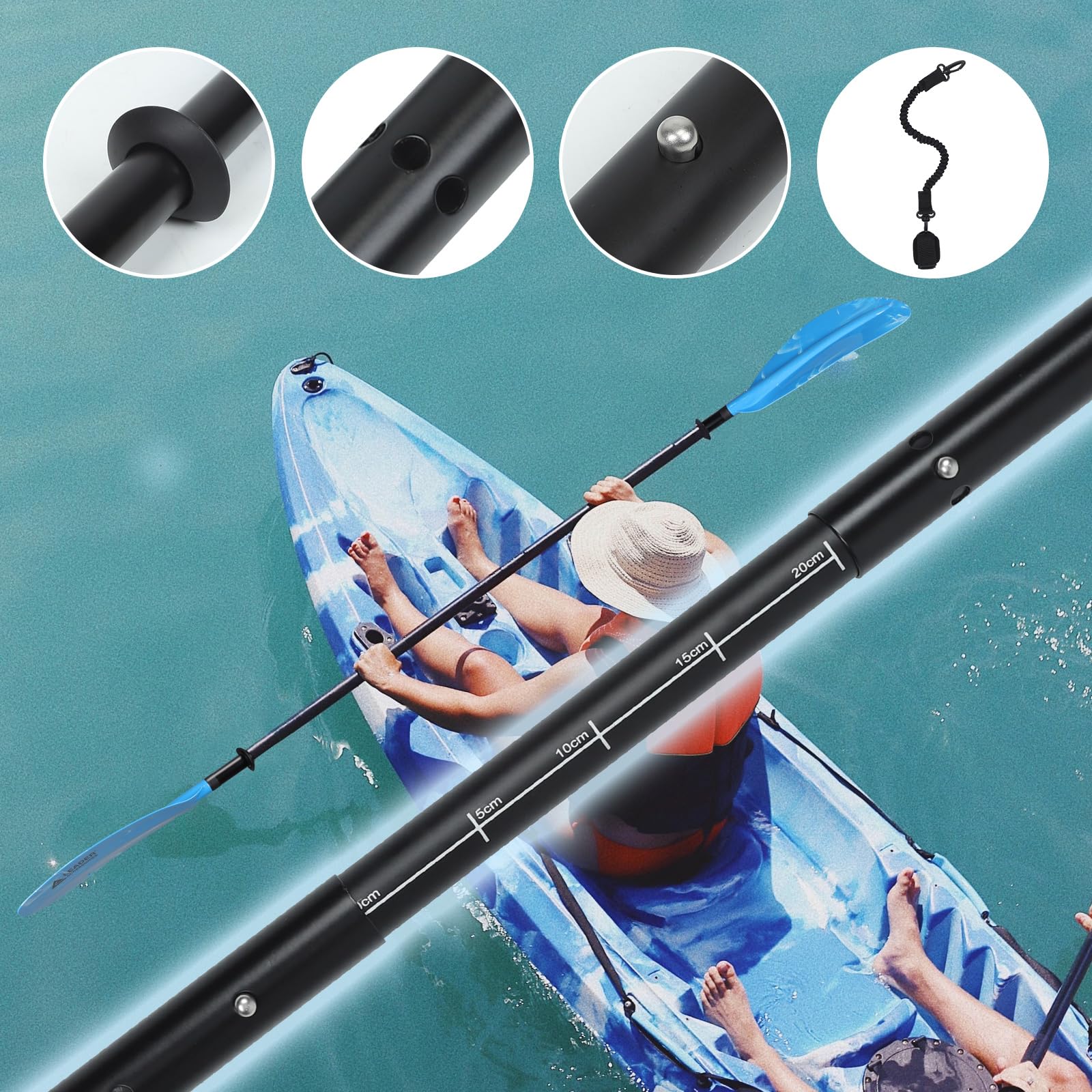 Adjustable Kayak Paddle 90-98in Aluminum Alloy - for Kayaking & Canoeing