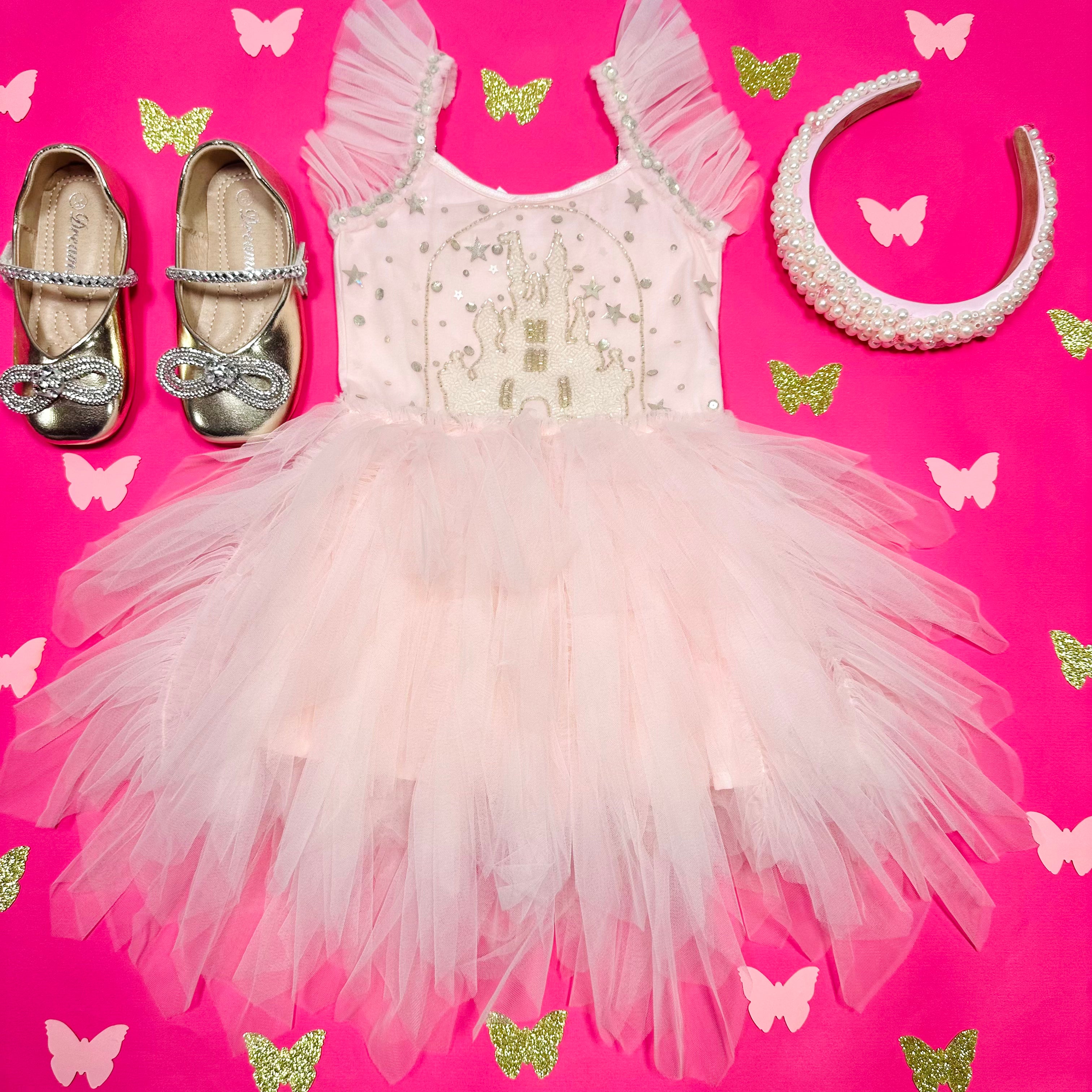 Cinderella's Castle Tutu Dress for Girls - Princess Costume for Halloween, Birthday Parties & Dress-Up Play