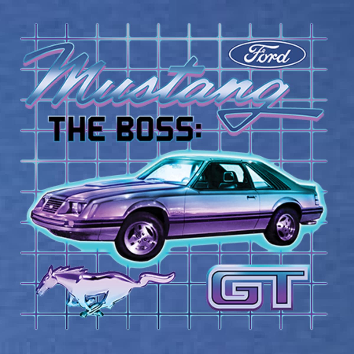 Ford Mustang GT The Boss Retro Vintage Car & Truck Women's Scoop Neck Long Sleeve T-Shirt | Classic Muscle Car Apparel for Casual Wear & Car Enthusiast Gifts