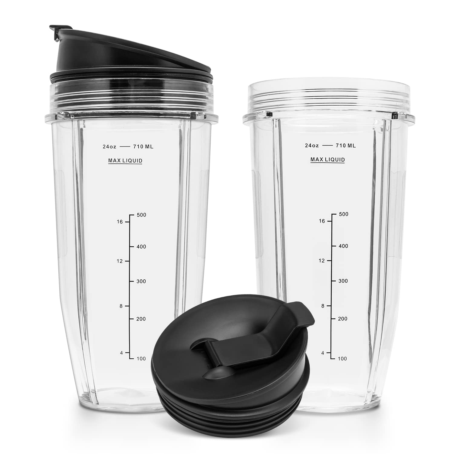 24 oz Replacement Blender Cups for Ninja Auto iQ BL642 BL450 BL480 BN801 SS101 SS351 SS151 SS401 - 2 Pack Durable BPA-Free Blender Bottles for Smoothies, Protein Shakes & Meal Prep