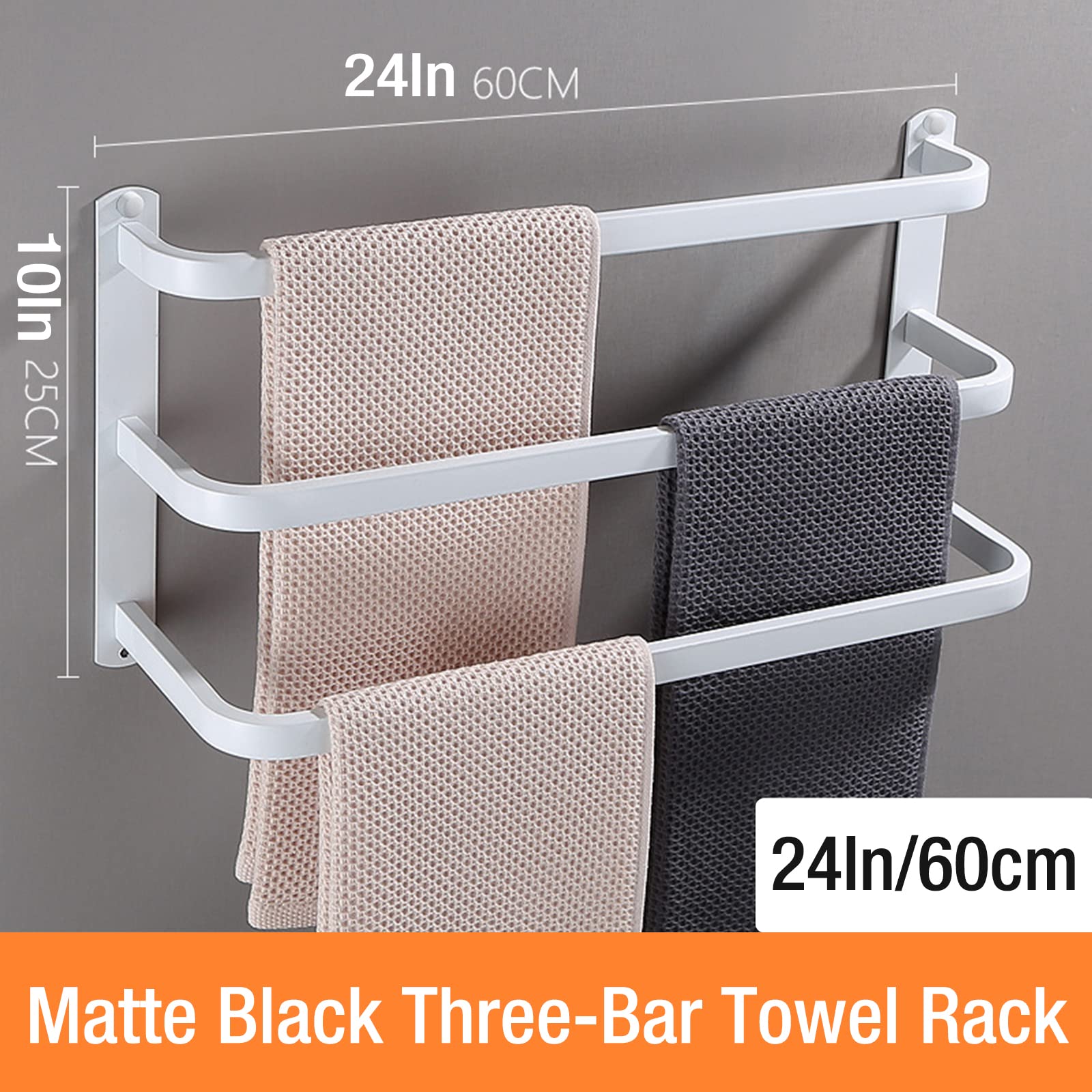 24 Inch Modern Towel Bar - Thick SUS304 Stainless Steel Wall Mounted Towel Rack for Bathroom, Bedroom, Closet & Kitchen - Perfect for Hanging Bath Towels, Hand Towels & Robes