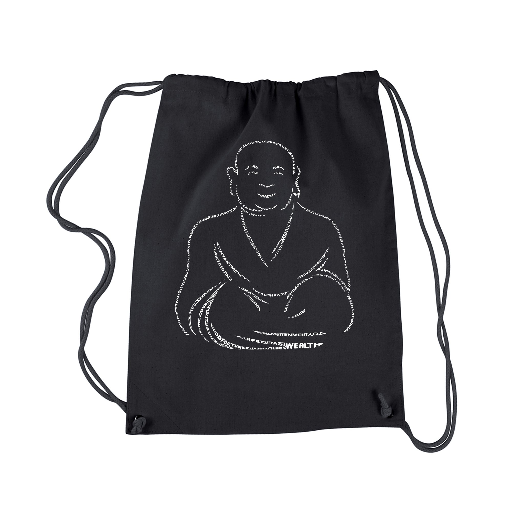 LA POP ART Drawstring Word Art Backpack - Inspirational Positive Wishes Design - Black School Bag for Women & Teens | Perfect for College, Gym, Travel & Everyday Use