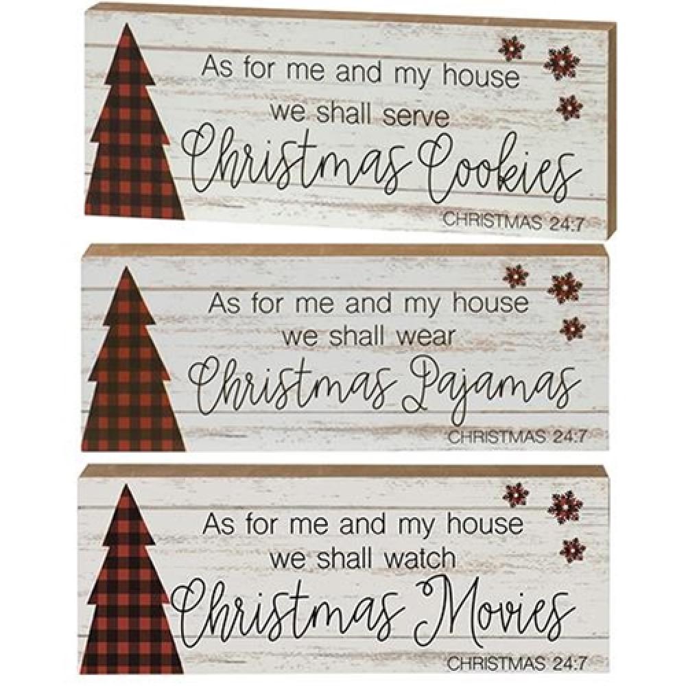 As For Me and My House Block 3 Assorted - Christian Home Decor Wall Art for Living Room, Bedroom & Office - Perfect for Bible Study Rooms and Gift Giving