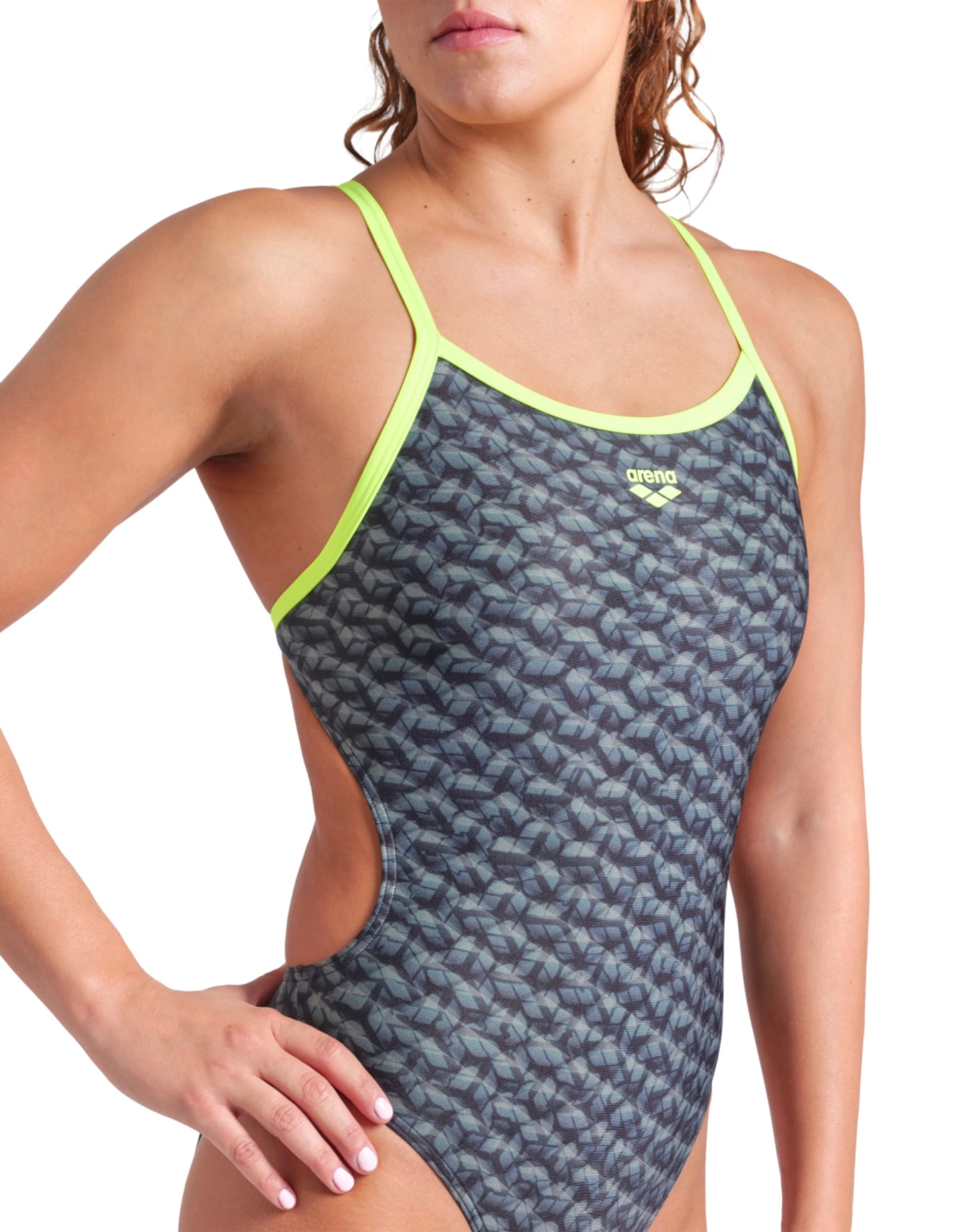 Monogram Challenge Back Swimsuit - Black & Lime - Perfect for Beach Vacations & Pool Parties