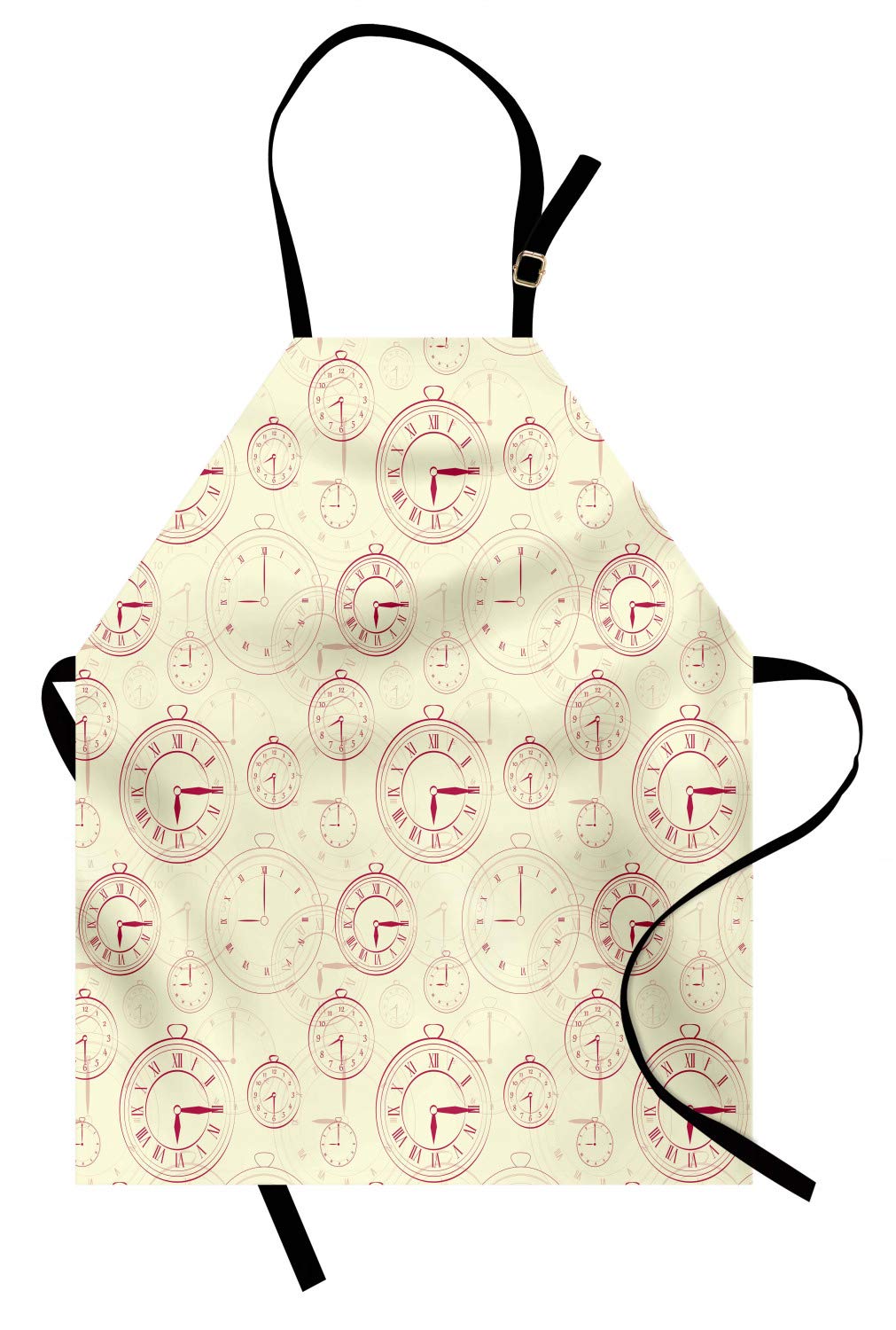 Vintage Clock Apron - Adjustable Baking & Painting Bib - Pale Yellow Magenta