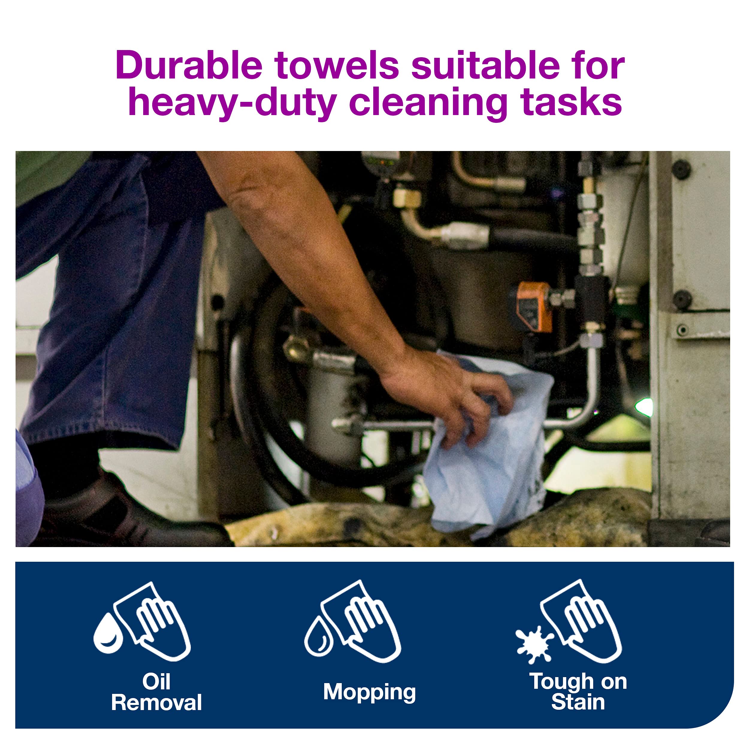 Tork ShopMax Heavy Duty Blue Paper Shop Towels - 30 Rolls x 60 Sheets (450360) | High Absorbency Industrial Towels for Auto Shops, Garages & Workshops | Commercial Grade Cleaning Supplies