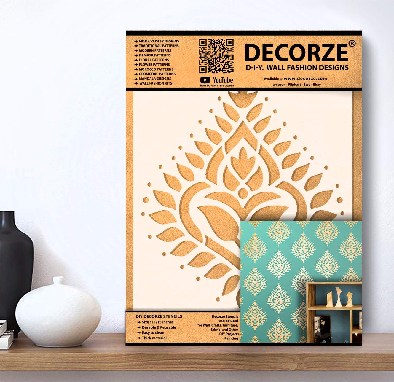 Flower Painting Stencils for Wall Decor - Reusable DIY Wall Stencils for Home, Living Room & Bedroom (DMWS-81) - Perfect for Home Improvement, Wedding Decor & Craft Projects