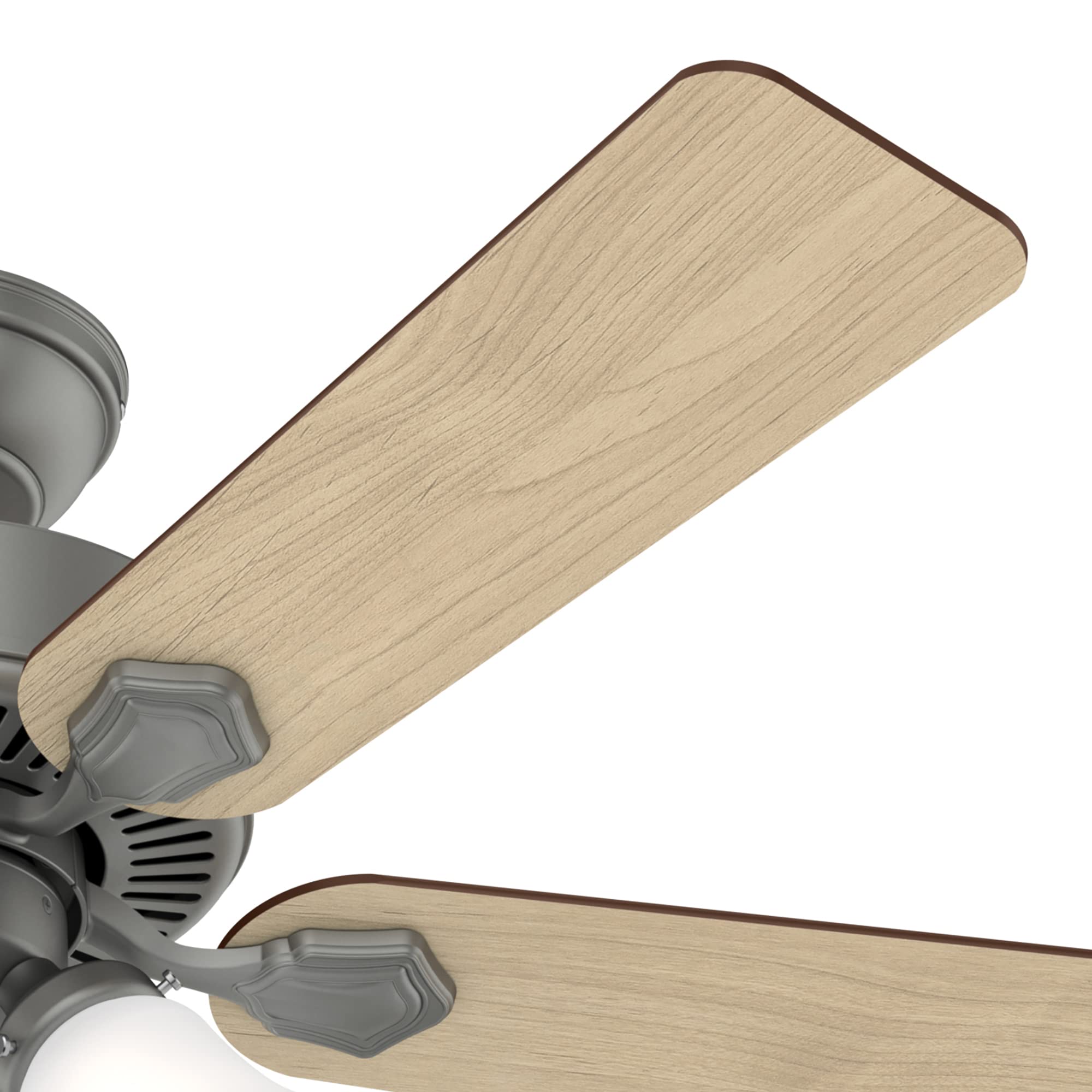 Hunter Fan 44 Inch Matte Silver Indoor Ceiling Fan with Light Kit & Pull Chain - Traditional Style for Living Room, Bedroom, Office (Renewed) | Quiet Operation & Energy Efficient Cooling Solution