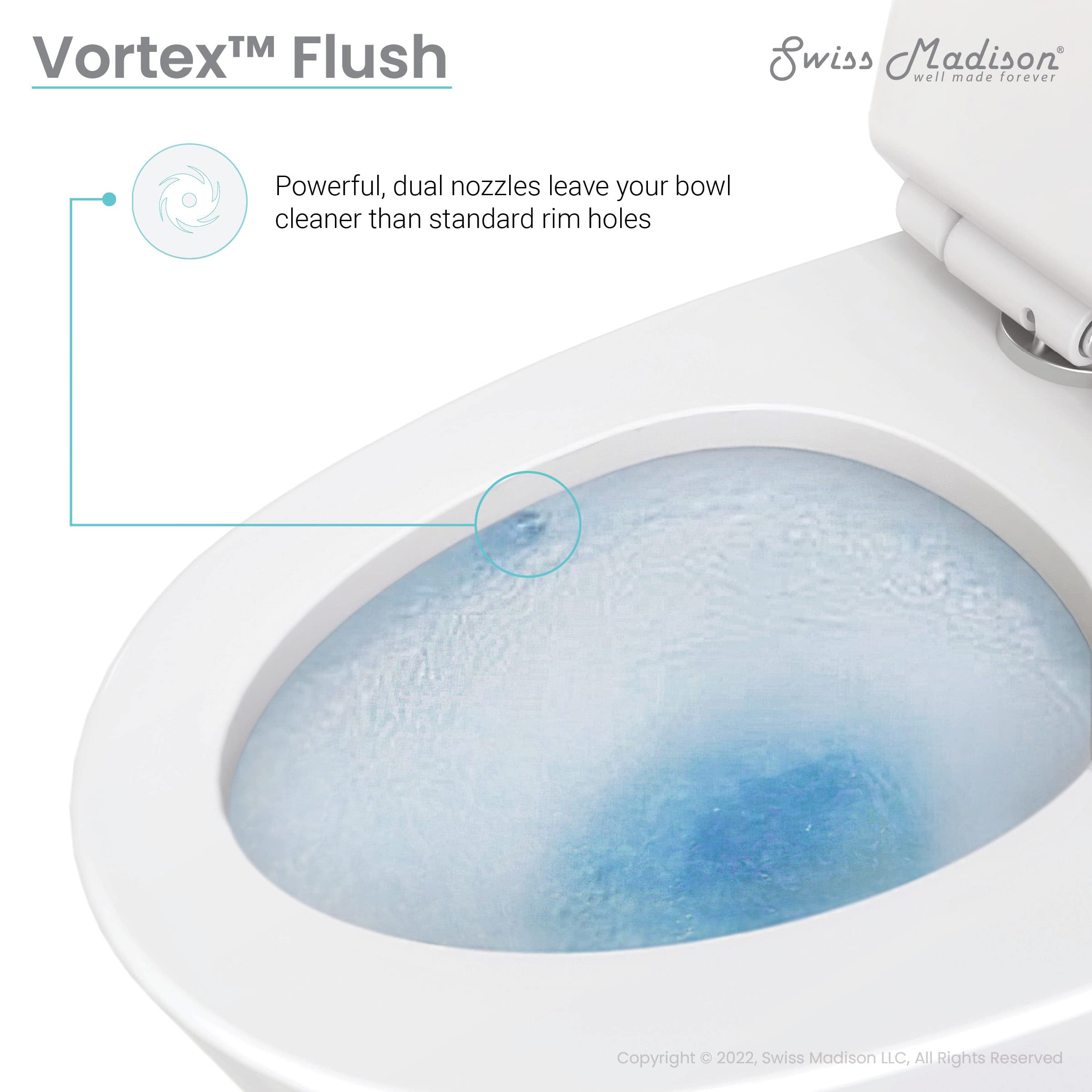 Swiss Madison St. Tropez One Piece Elongated Toilet - Dual Vortex Flush 1.1/1.6 GPF, 10