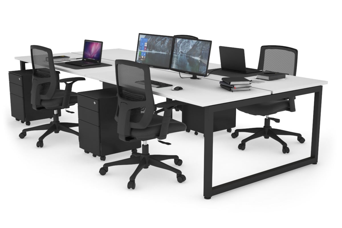 Quadro Loop Legs 4 Person Office Workstation Desk - 1800L x 700W - Modern Collaborative Workspace Solution for Team Projects & Office Meetings
