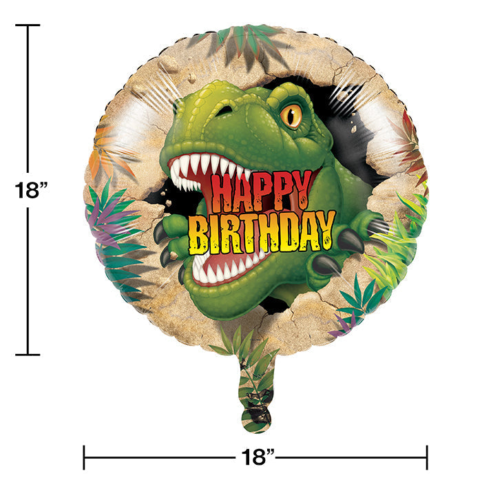 12-Piece Bulk Dino Blast Mylar Balloons for Birthday Party Decorations, Jurassic Theme Events & Kids Room Decor - Assorted Dinosaur Shapes