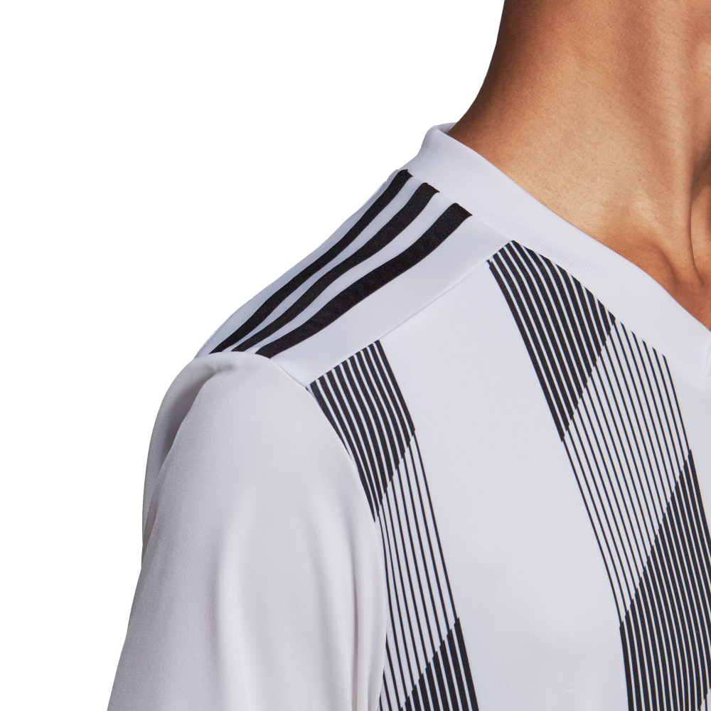 Adidas Men's Striped 19 Soccer Jersey - White & Black - Breathable Performance Shirt for Training & Matches - Perfect for Soccer Players & Fans