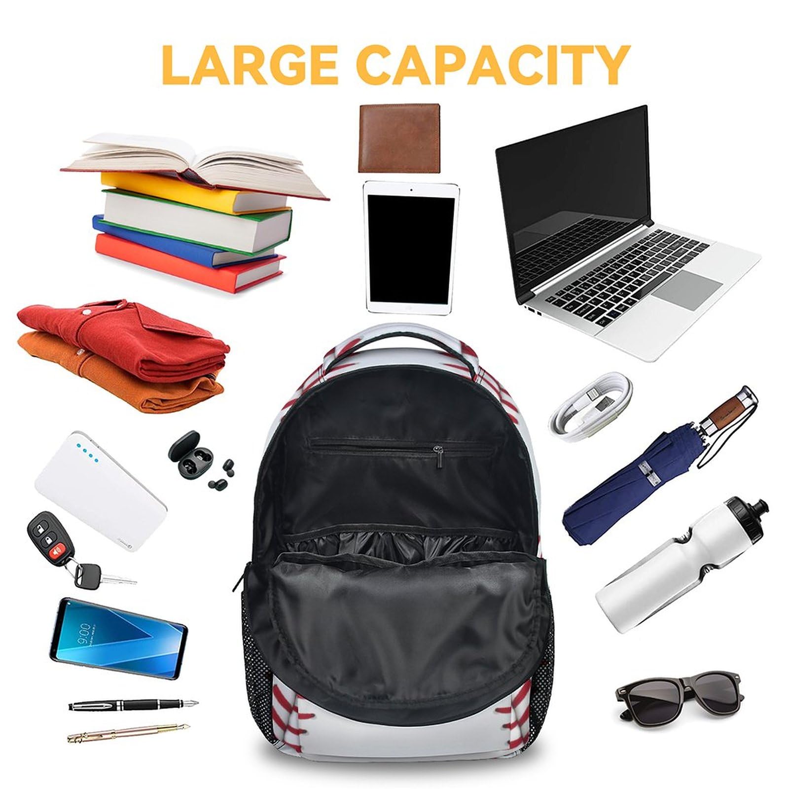 Baseball Backpack for Boys - 16 Inch Lightweight School Bookbag with Adjustable Straps for Sports & Travel