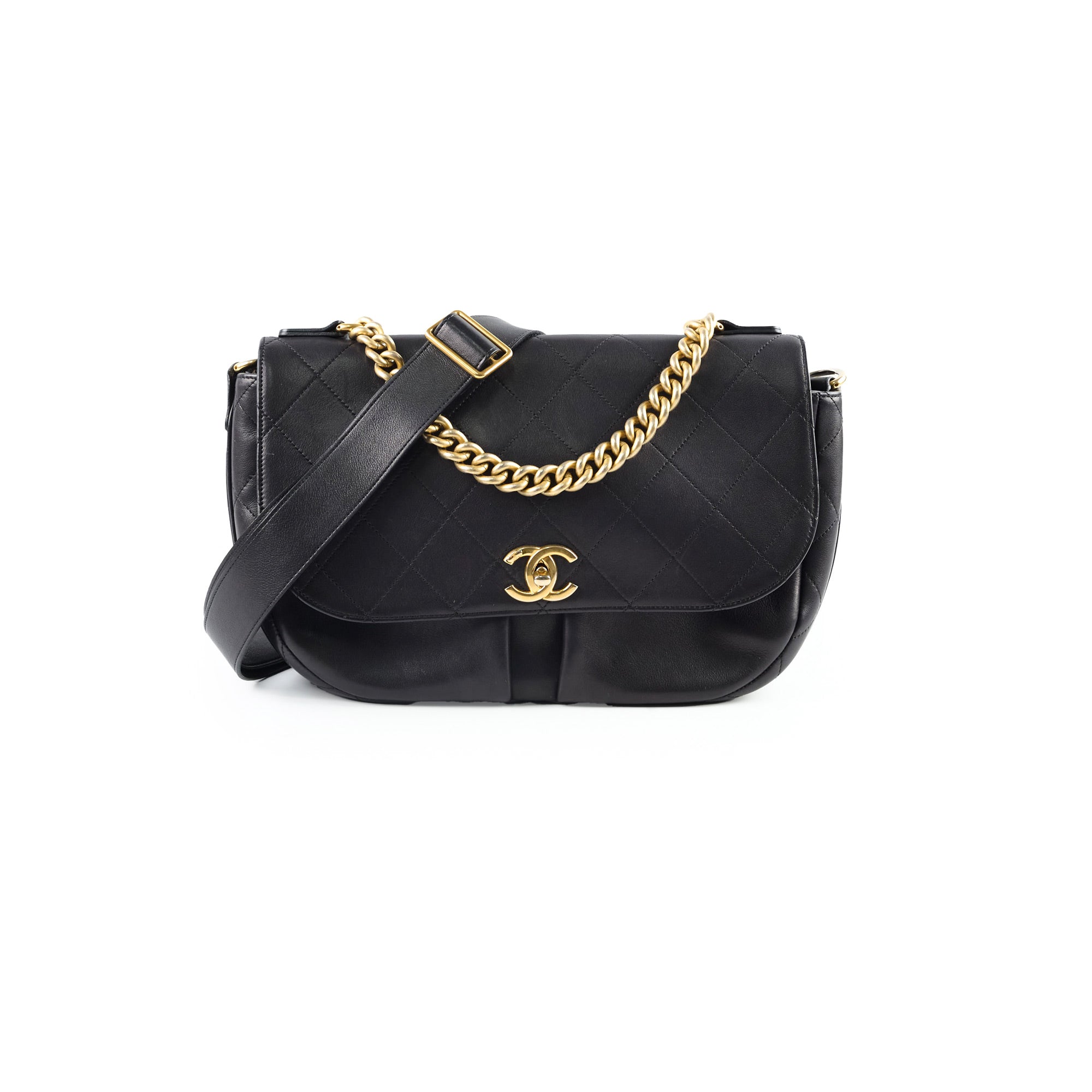 Chanel Paris in Rome Stitched Messenger Bag - Black Crossbody Purse for Women | Perfect for Work, Travel & Everyday Use