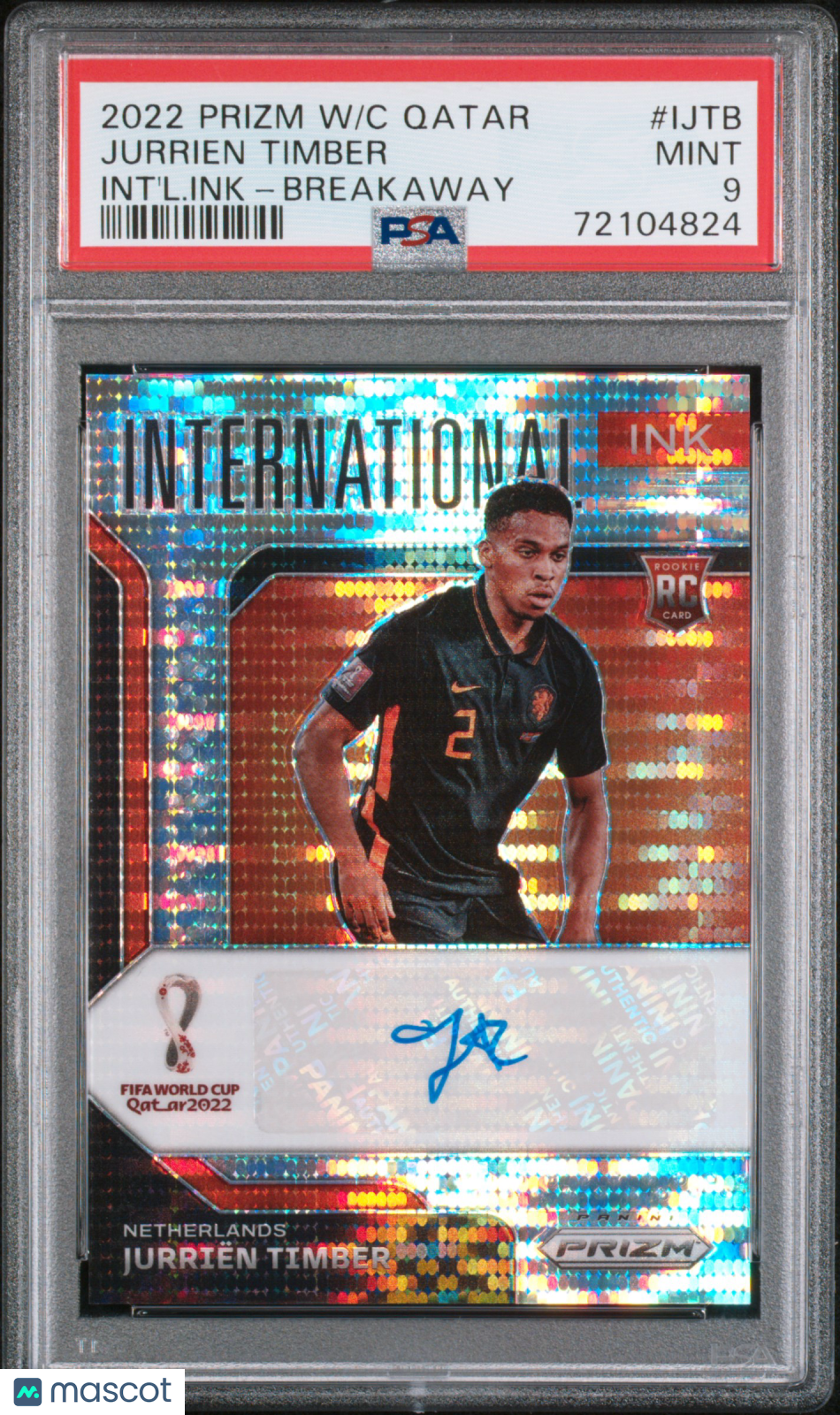 2022 Panini Prizm Qatar World Cup Jurrien Timber Autograph Pulsar Parallel #IJTB PSA 9 Gem Mint - Soccer Trading Card for Collectors & Investors