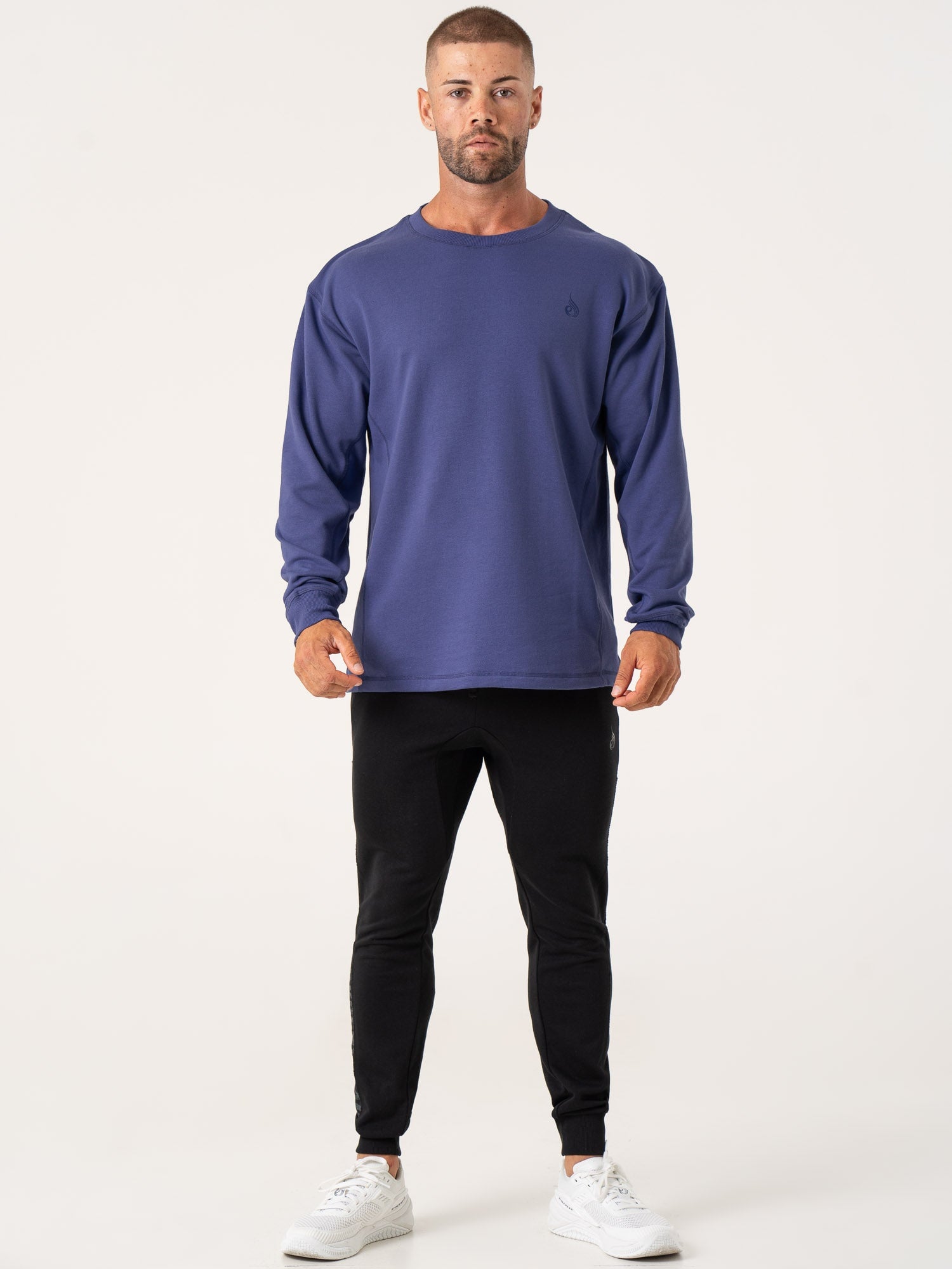 Premium Force Crew Neck T-Shirt - Soft Cotton Indigo Blue Tee for Men | Casual Wear, Gym, Workout & Everyday Comfort