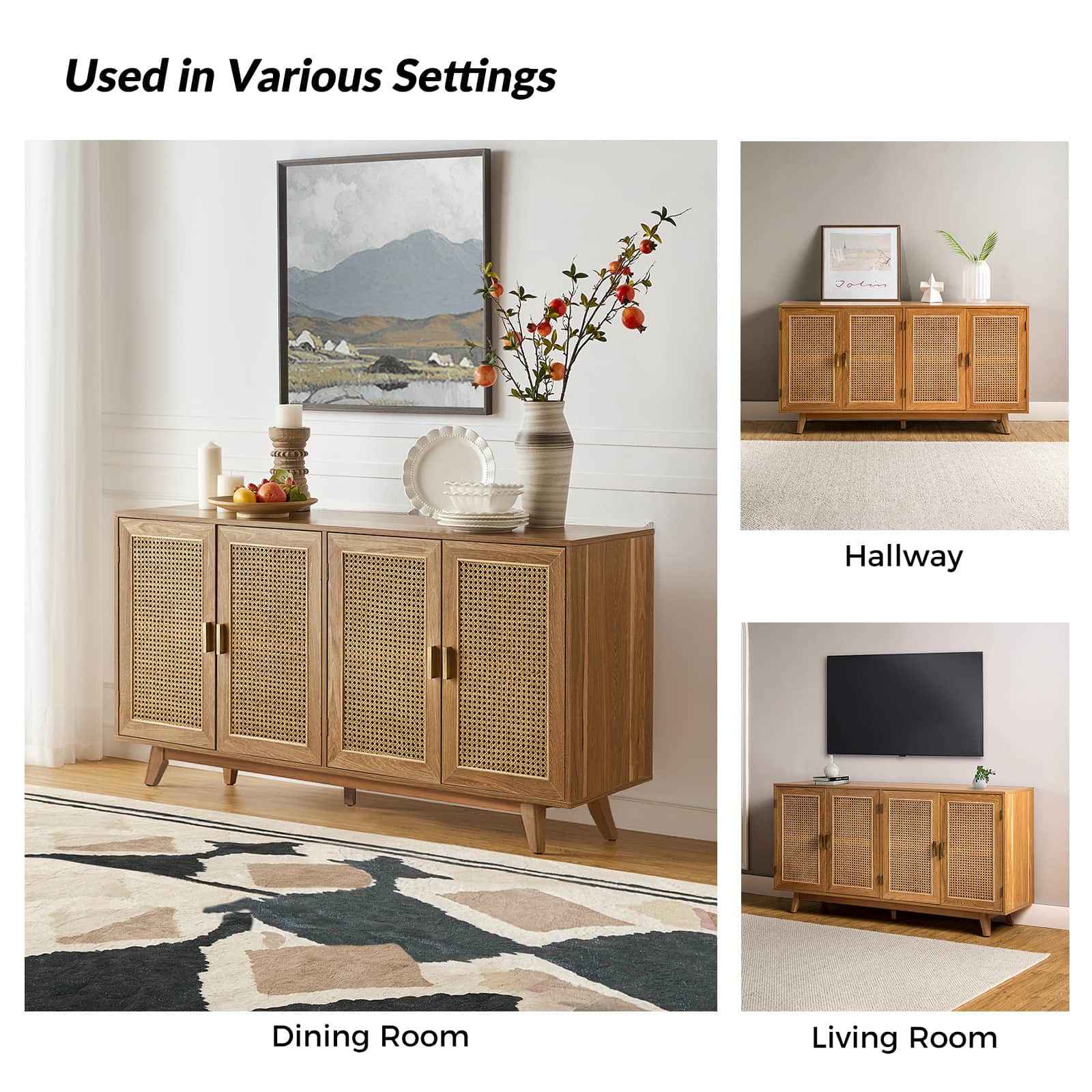 65 Inch TV Stand Console Table with Storage - Modern Entertainment Center for Living Room, Bedroom & Home Theater