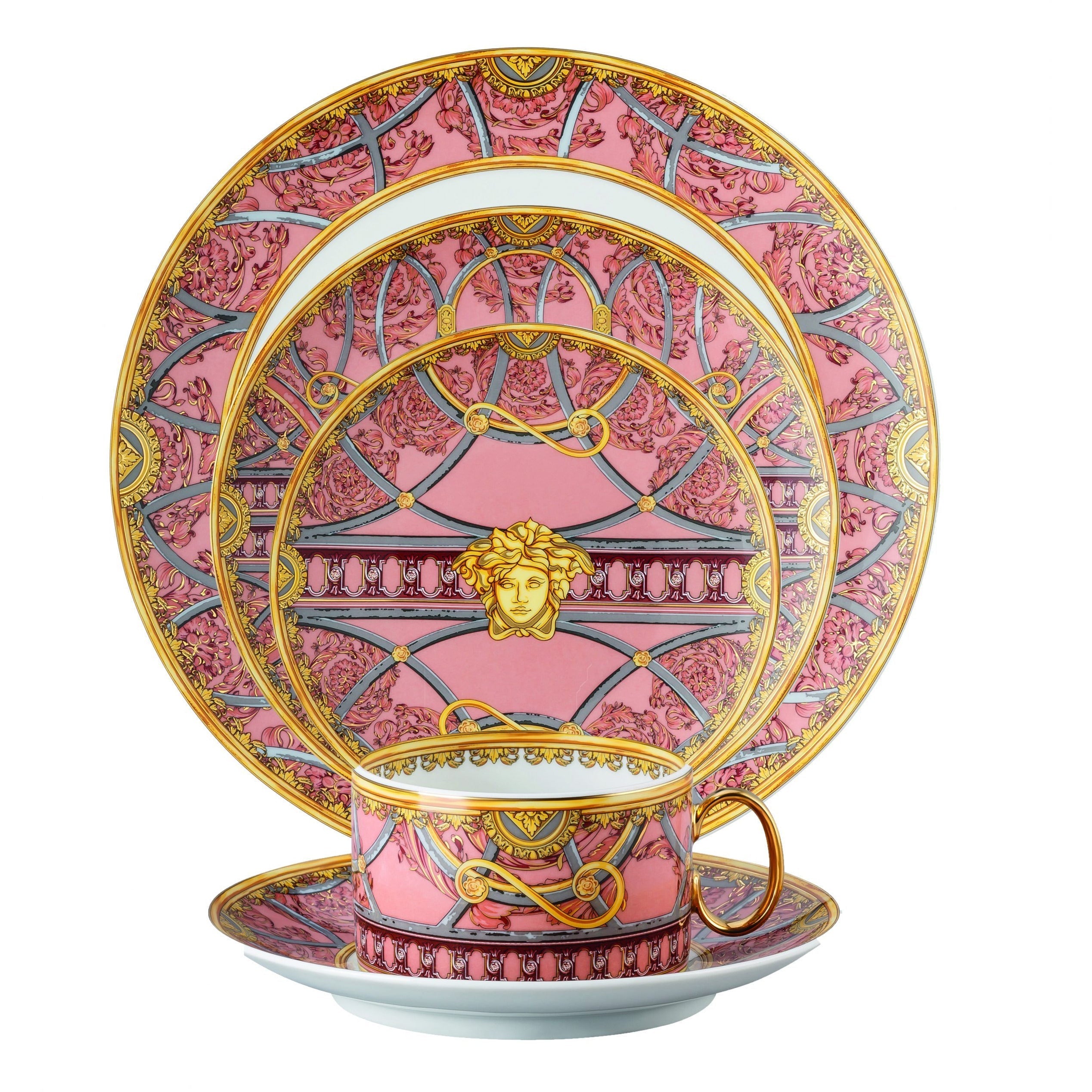 La Scala del Palazzo Rosa 5-Piece Dinnerware Set - Elegant Italian Porcelain Plates, Bowls & Cups for Fine Dining, Wedding Registry & Special Occasions