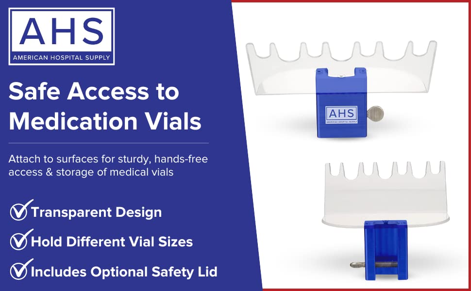 AHS American Hospital Supply Medicine Vial Holder - Hands-Free Mayo Stand Vial Organizer for Nurses & Doctors | Medical Lab, Pharmacy & Clinical Use