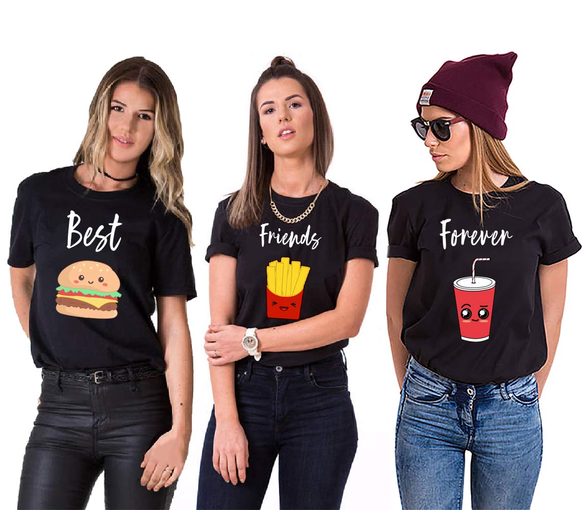 Soul Couple Best Friend Matching Shirts for 3 Girls - Cute BFF T-Shirts for Women, Sister Tee Shirts for Birthday, Vacation, and Family Reunions