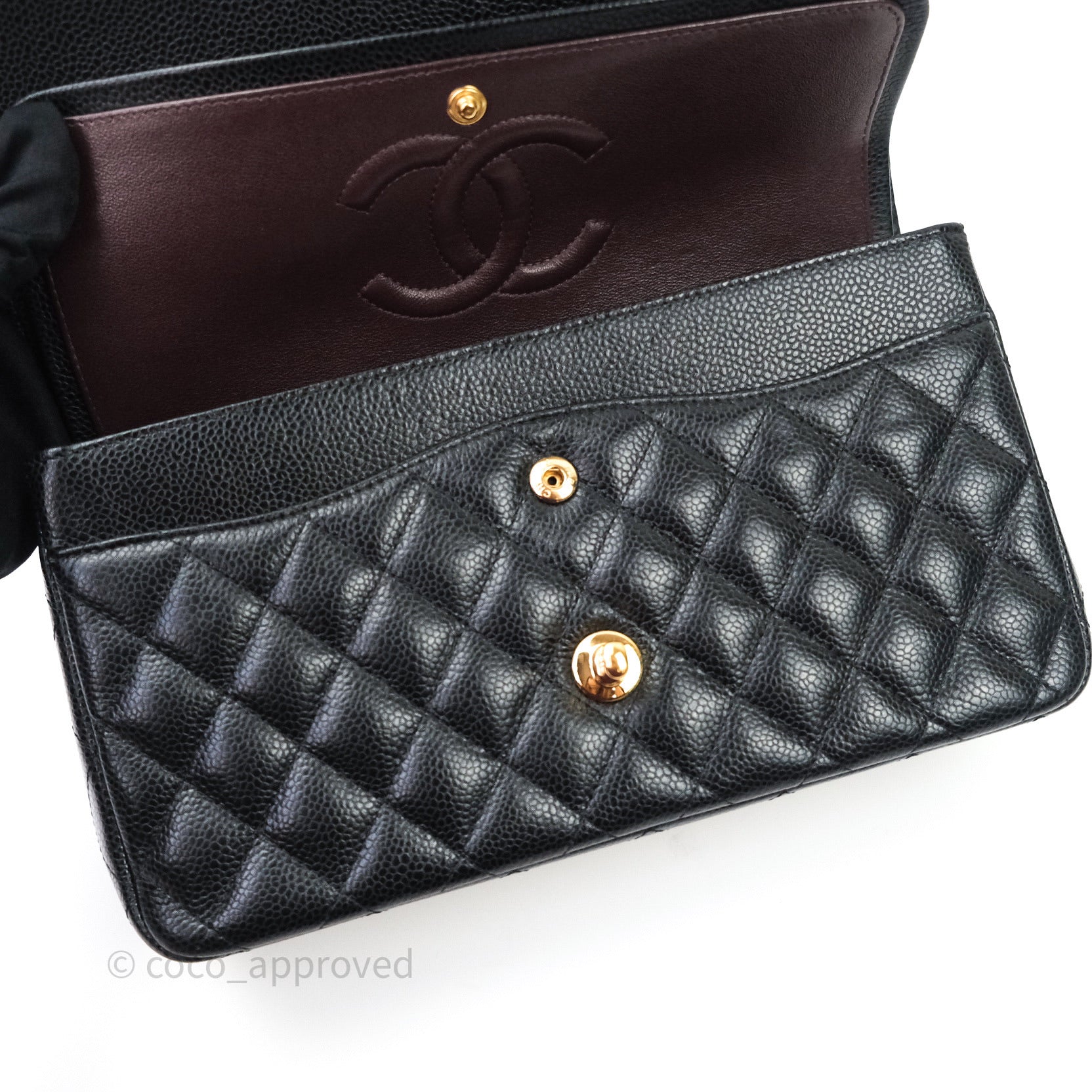 Chanel Classic Medium Double Flap Bag Black Caviar Leather with Gold Hardware - Timeless Luxury Handbag for Women, Perfect for Work, Evening Events & Special Occasions