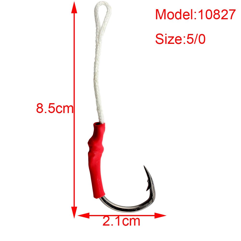 30pcs Fishing Assist Hooks with PE Line - Strong Jig Hooks for Vertical Butterfly Jigging - Perfect for Saltwater & Freshwater Fishing