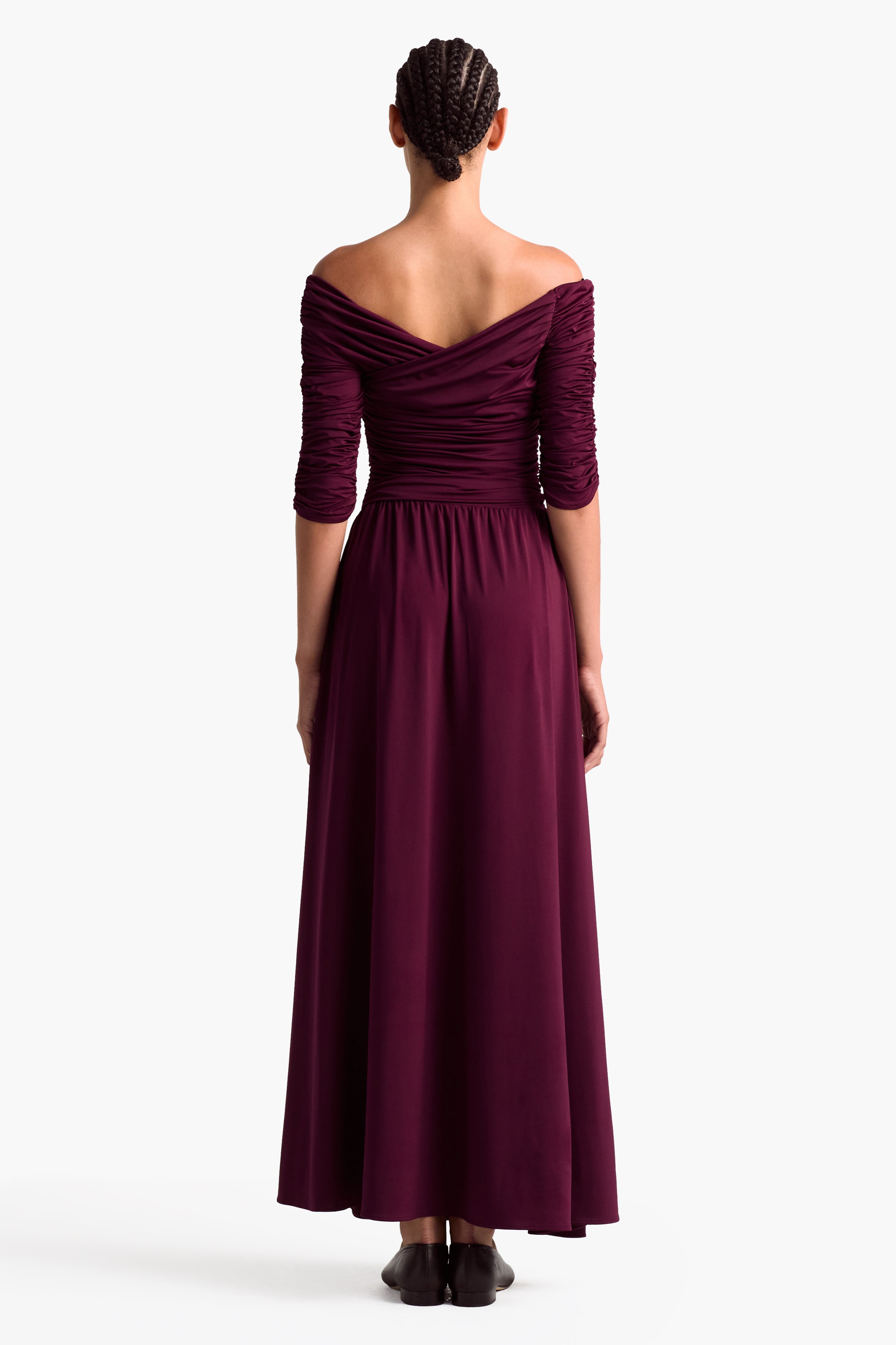 Elegant Deep Grape Chiffon Dress for Women - Perfect for Evening Parties, Weddings & Special Occasions