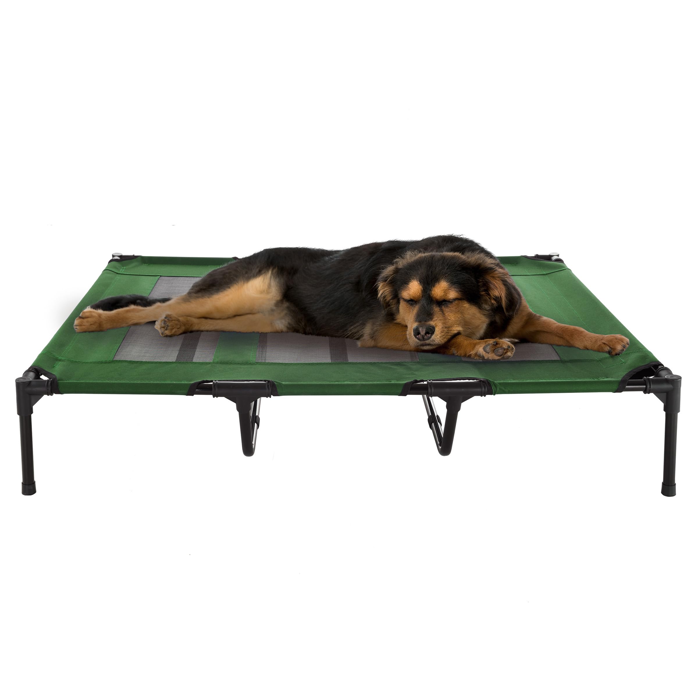 Premium Elevated Dog Bed - 48x35.5 Inch Portable Pet Cot with Non-Slip Feet - Indoor/Outdoor Cooling Dog Bed for Large Dogs Up to 110lbs - Durable & Breathable Design for Home, Patio, Camping & Travel - PETMAKER (Green)