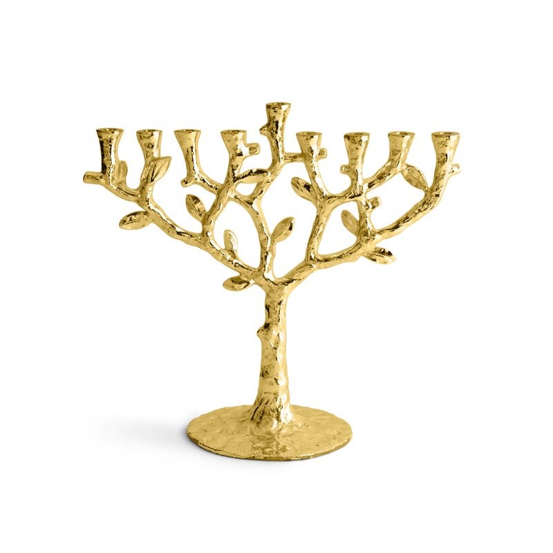 Tree of Life Menorah - Elegant Hanukkah Candle Holder for Jewish Holiday Decor & Home Celebration