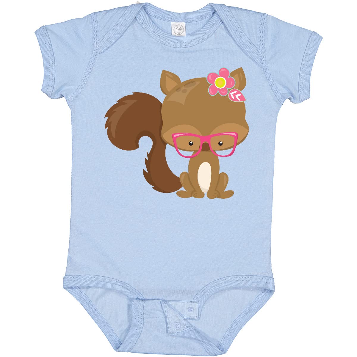 Inktastic Hipster Squirrel with Glasses & Flowers Print Baby Bodysuit - Cute Animal Outfit for Newborns, Infants & Toddlers - Perfect for Playdates, Photo Shoots & Casual Wear