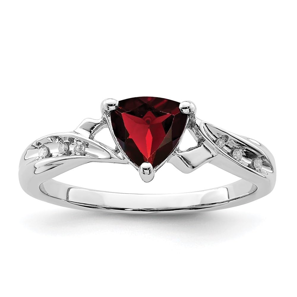 Diamond2Deal 925 Sterling Silver Diamond & Garnet Heart Engagement Ring - 0.63ct Genuine Gemstone, Romantic Proposal Jewelry for Women - Perfect for Valentine's Day, Anniversary & Wedding Gift