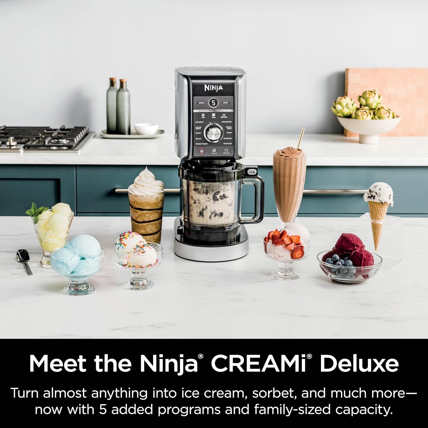 Ninja CREAMi Deluxe 11-in-1 Ice Cream Maker Machine - Homemade Gelato, Sorbet, Milkshakes & Frozen Treats Maker - Perfect for Family Desserts, Parties & Healthy Snacks